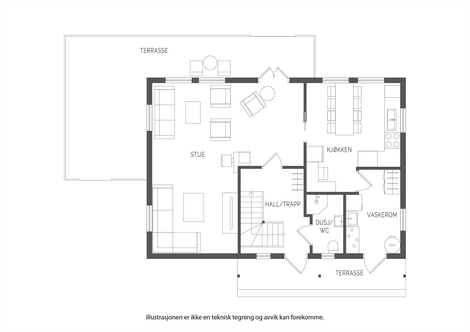 Plantegning 1. etasje Galleribilde
