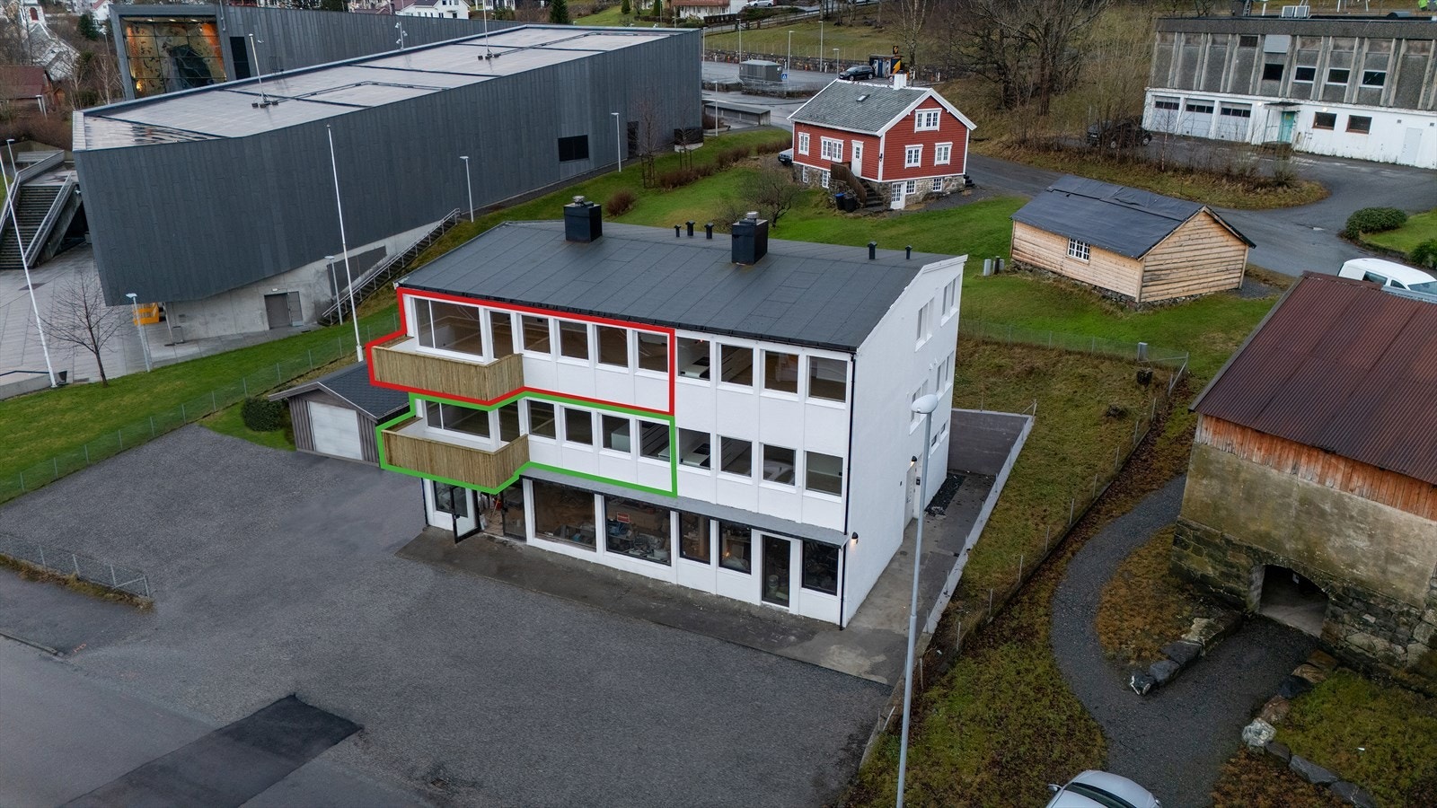 Leiligheit markert med rød ramme Galleribilde