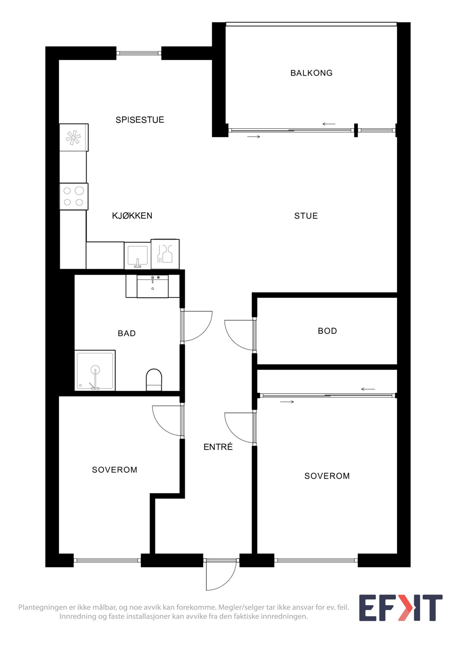 Leilegheita inneheld: Lys entré, delikat bad, to soverom, teknisk rom, pent kjøkken og stove med flott utsikt og utgang til lun terrasse Galleribilde