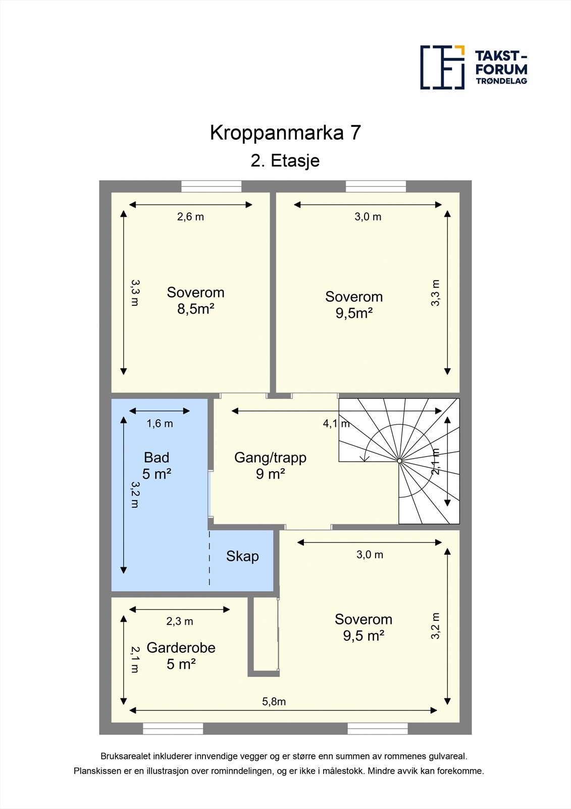 Plantegning andre etasje. Galleribilde