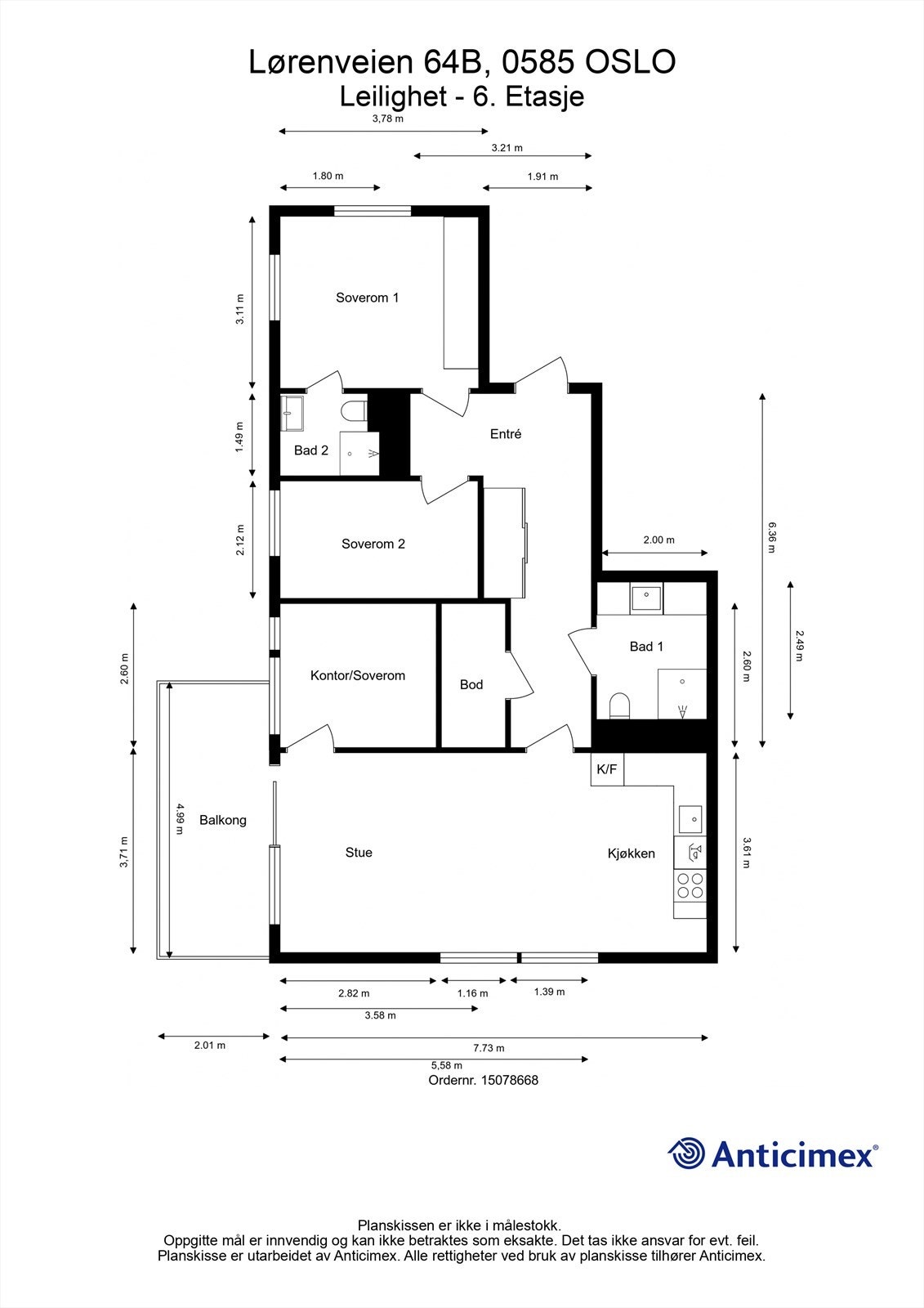 Målsatt plantegning Galleribilde