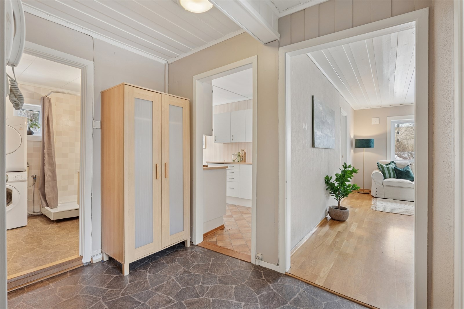 Det er plass til store oppbevaringsmøbler i entreen. Galleribilde