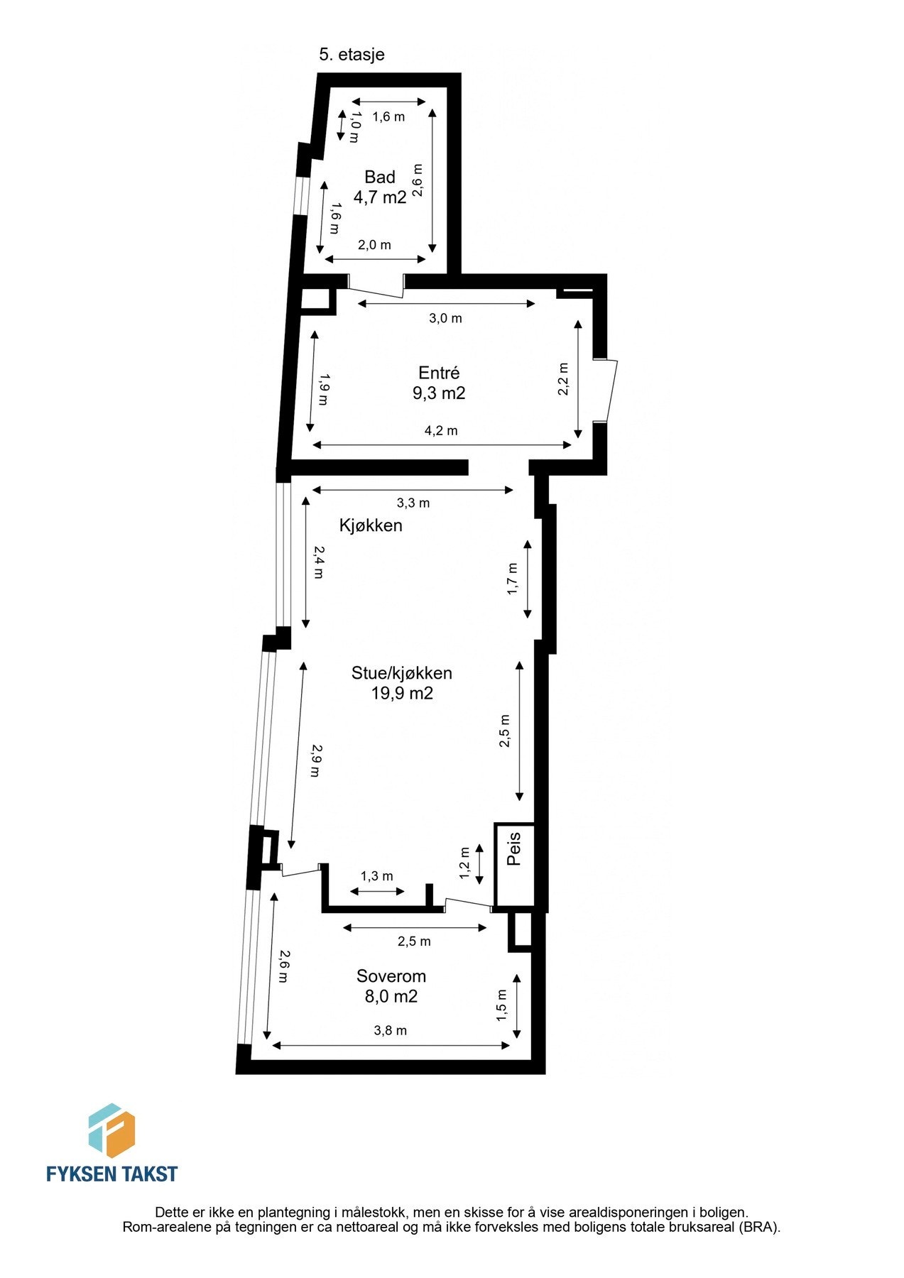 Målsatt planskisse. Galleribilde