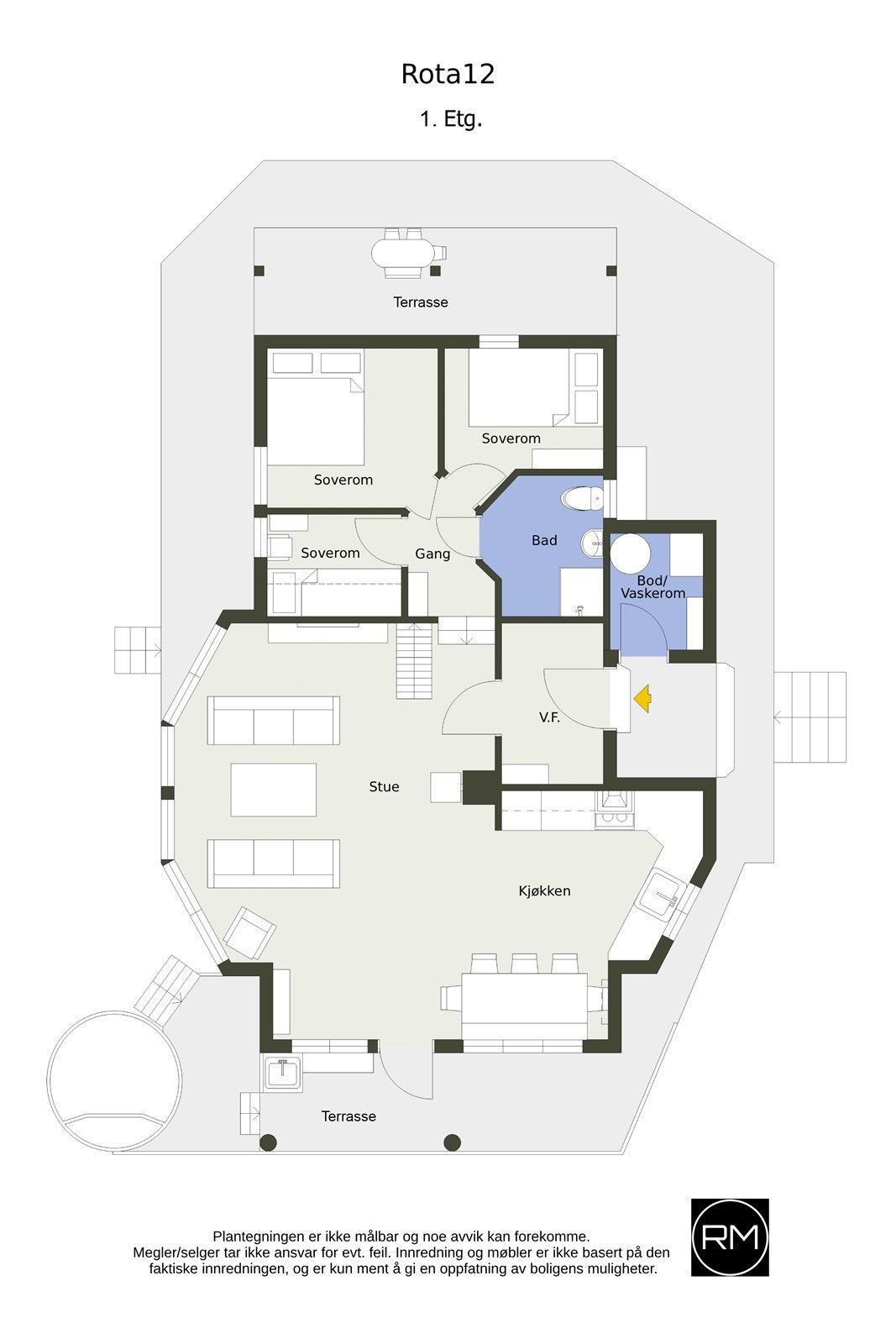 Plantegning 1. etasje Galleribilde