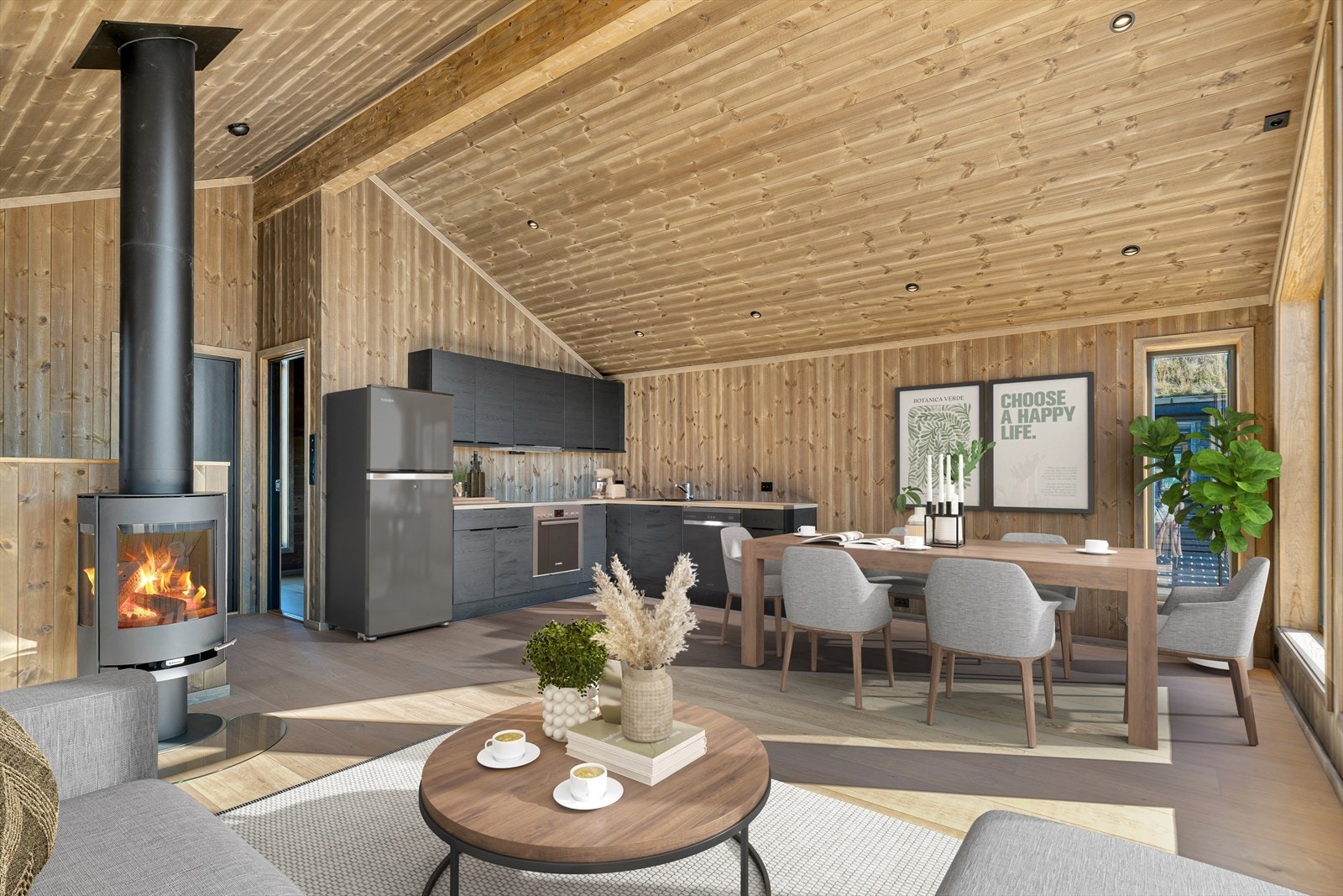 Ny, lekker og moderne fritidshytte med god plass til hele storfamilien beliggende strålende til på Bortelid Panorama (Digitalt stylet bilde) Galleribilde