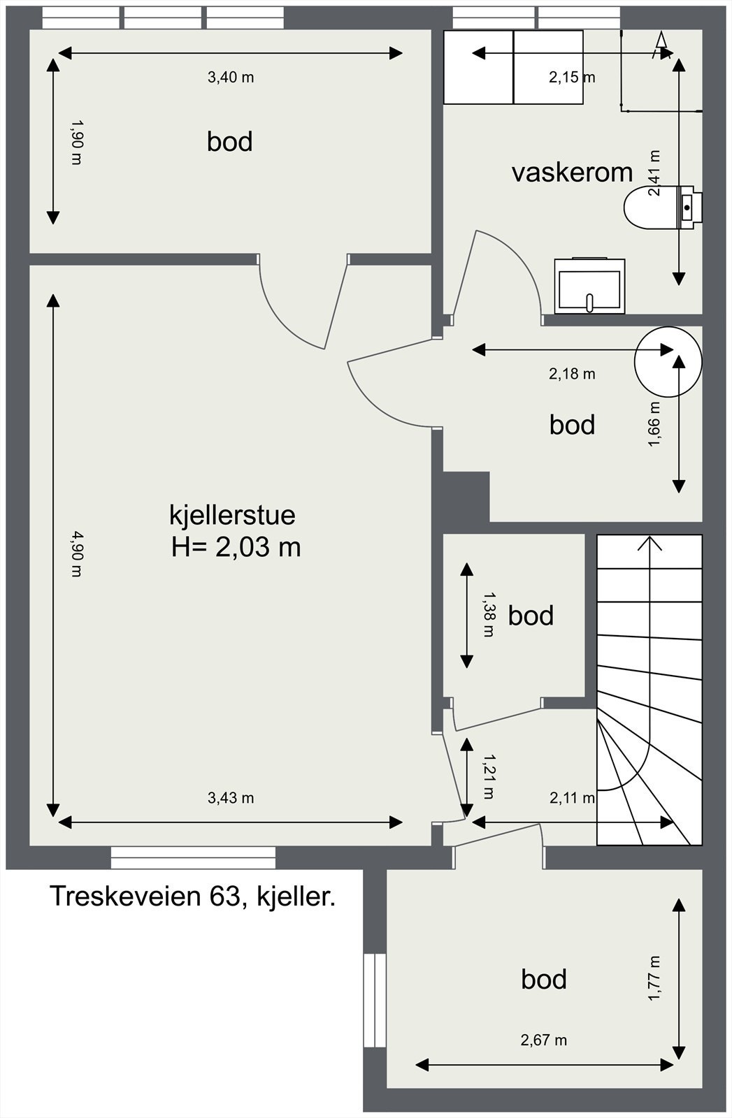 Plantegning kjeller. Galleribilde