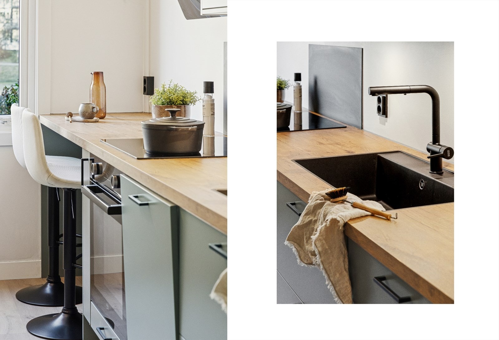 Integrerte hvitevarer: Stekeovn (Beko), Platetopp m/induksjon (Bosch), Oppvaskmaskin (Beko) og Kjøleskap/frys (Samsung).
Kjøkkeninnredning ble montert av Montera AS. Kjøkkenvegger ble malt i 2023. Det er montert aquastop på kjøkkenet. Galleribilde