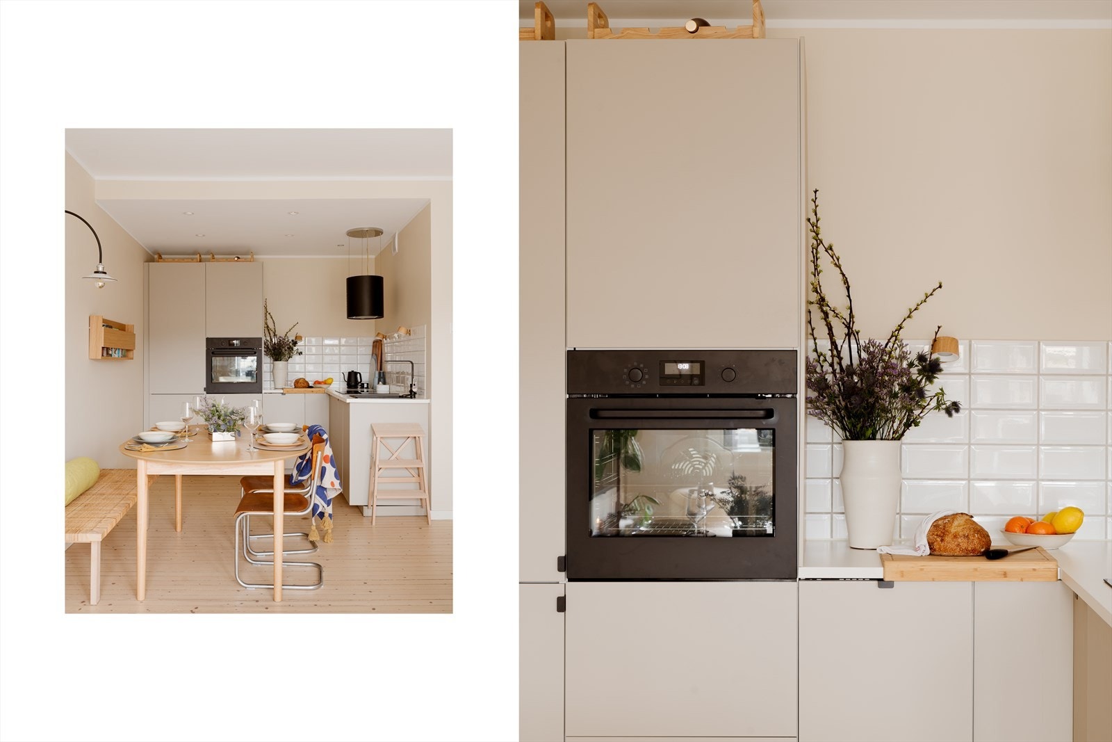 Innredningen inkluderer integrert kjøl/fryseskap og smal oppvaskmaskin. Galleribilde