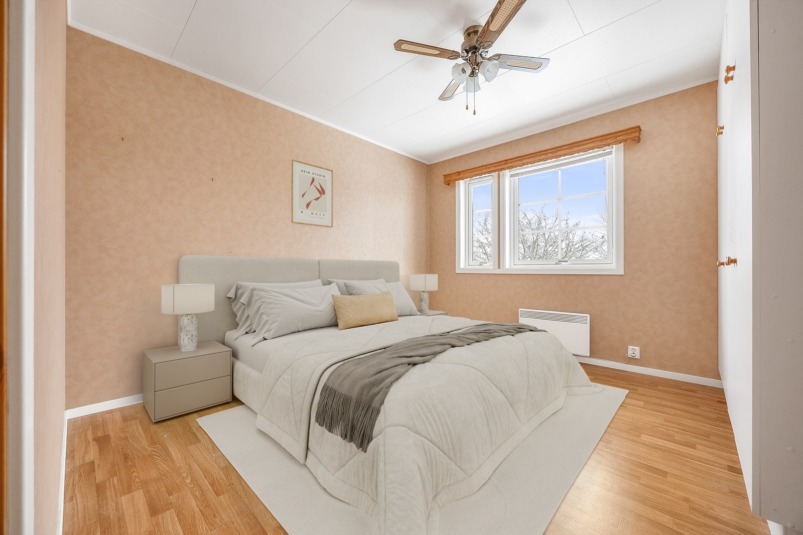 To soverom som begge framstår lyse med mye gulvplass. Her digitalt illustrert med møbler. Galleribilde