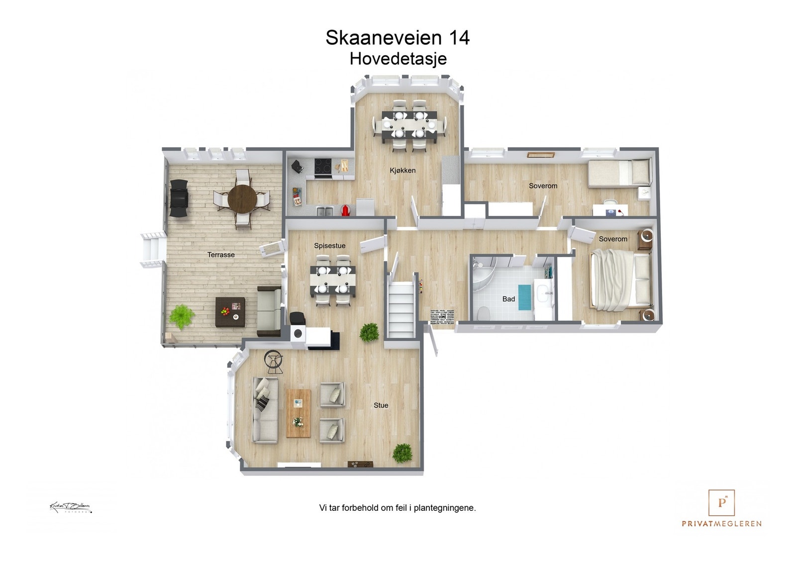 3 D plantegning hovedetasje Galleribilde
