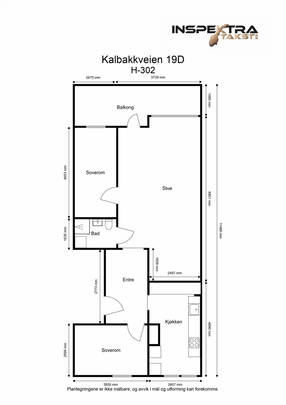 Målsatt plantegning Galleribilde