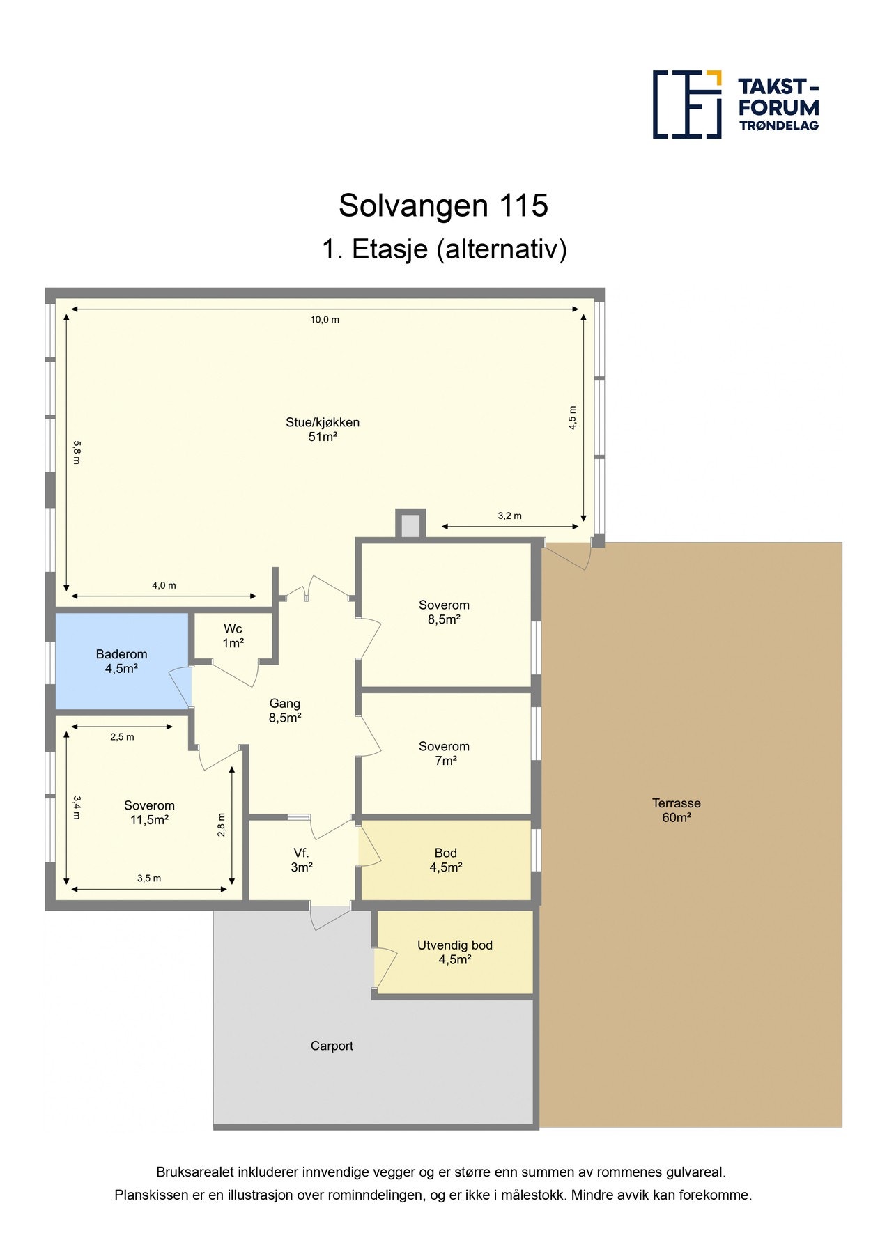 Alternativ planskisse med 3 soverom Galleribilde