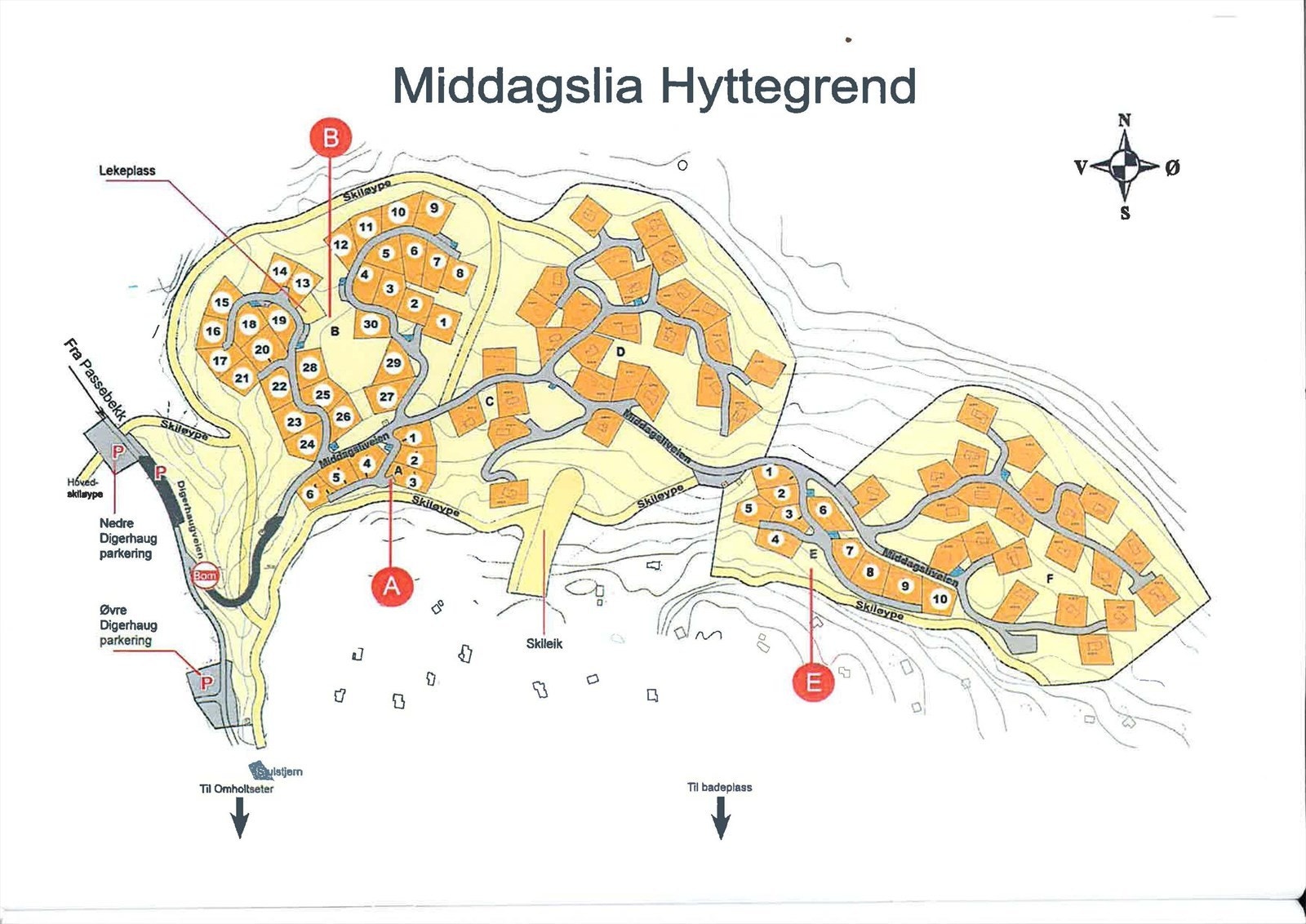 Oversiktskart over Middagslia hyttefelt Galleribilde
