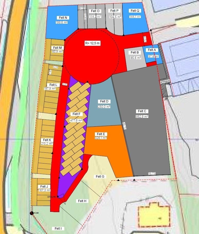 Soneinndelinger, vei til venstre er Åsveien Galleribilde