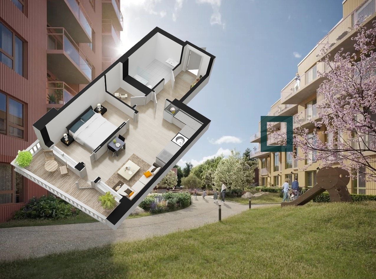 Fin beliggenhet i 3. etg. inn mot gårdshage. Galleribilde