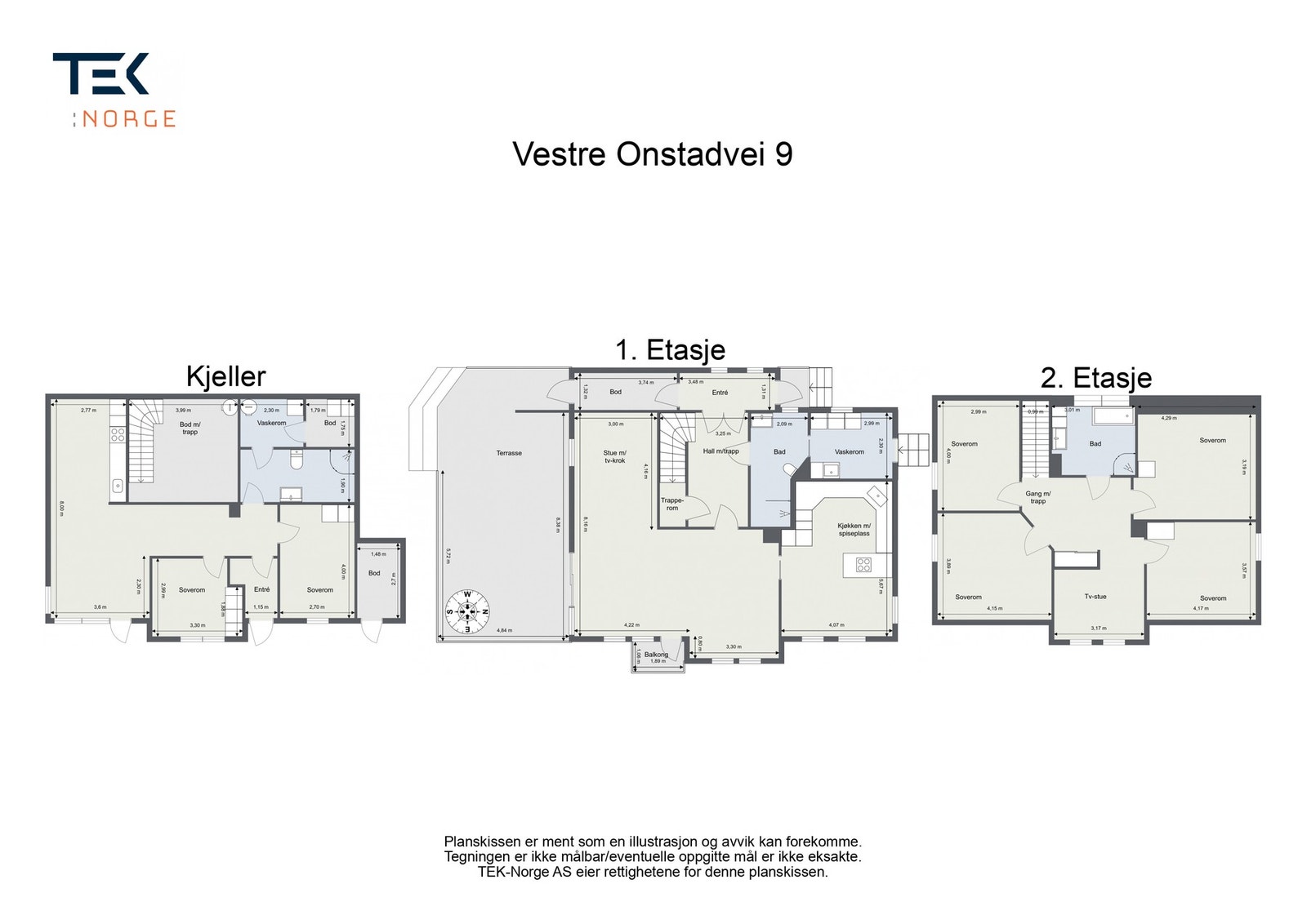 Samlet plantegning, Vestre Onstadvei 9. Galleribilde