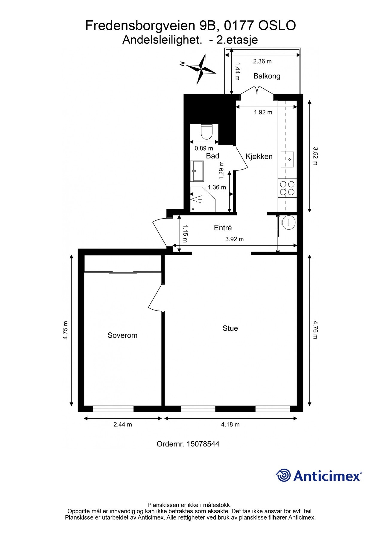 Plantegning. Leiligheten har en ideell planløsning. Galleribilde