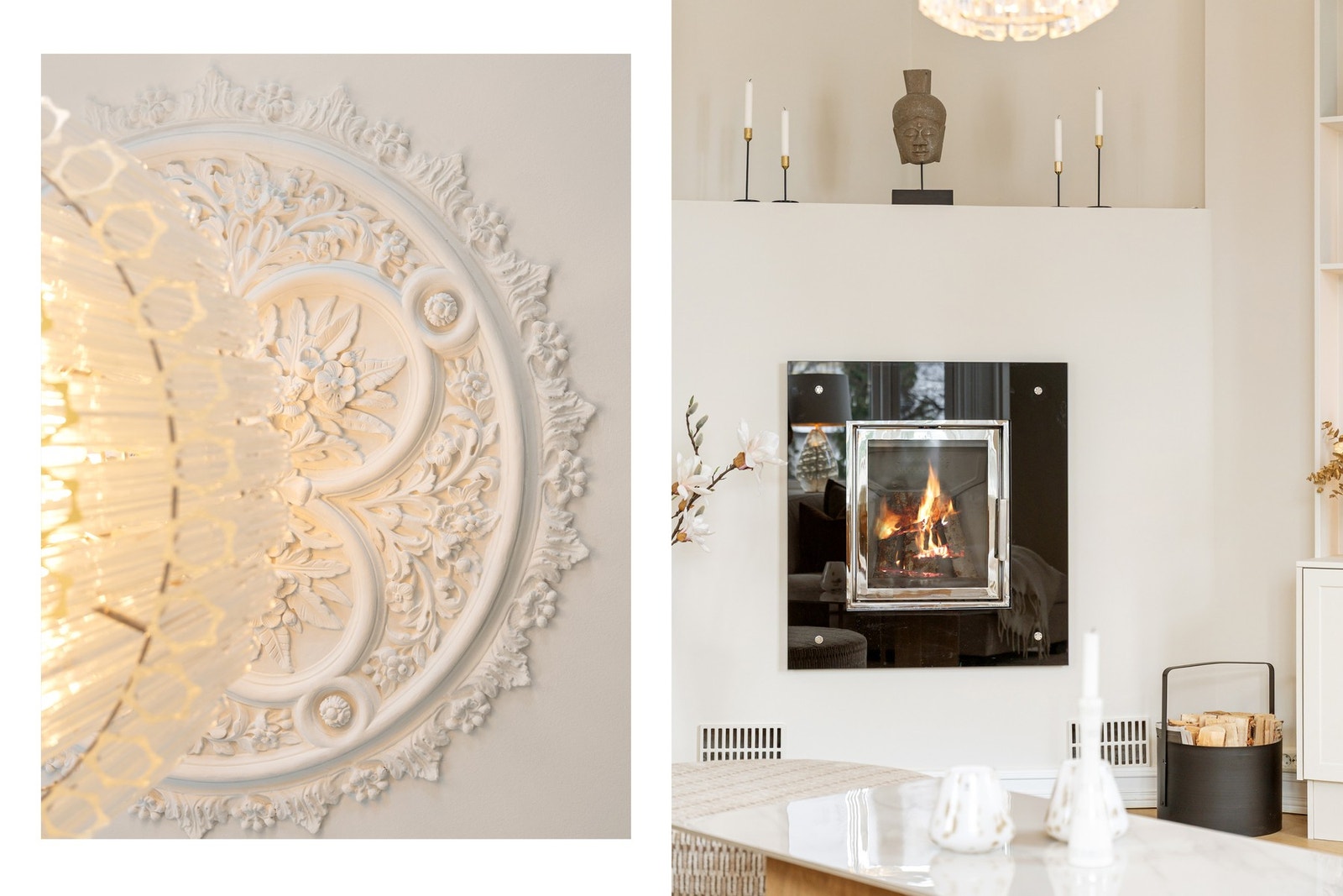 Stuen har en lun peis som varmer godt og bidrar til ekstra hygge på kjølige dager. Galleribilde