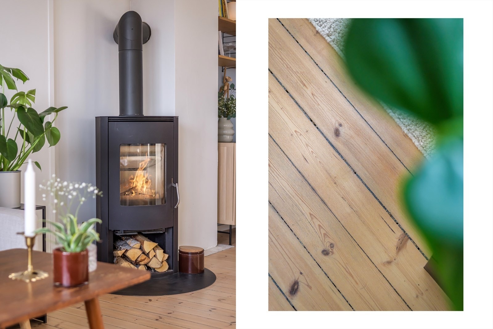 Nydelige tregulv går igjen i leiligheten. Galleribilde