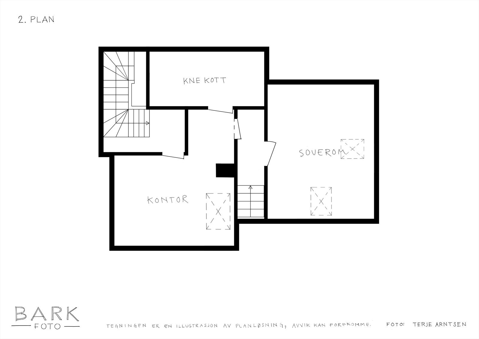 - Plantegning for loft (loftsetasjen er ikke godkjent for varig opphold iht. byggetegninger) - Galleribilde