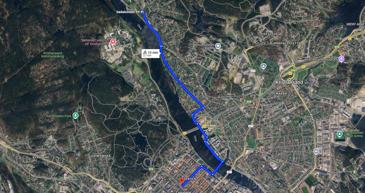 10 min på sykkel til sentrum Galleribilde