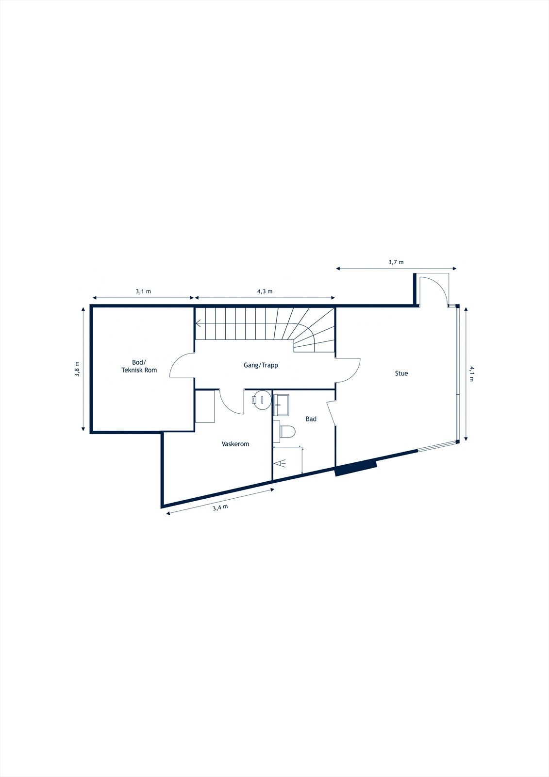 Nedre plan - stue og bad er ferdig hybel Galleribilde