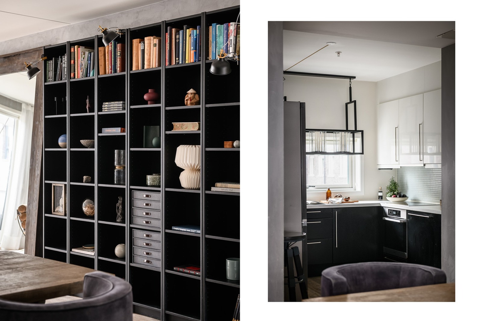 Bokhyllen bidrar i å skape et personlig preg. Galleribilde