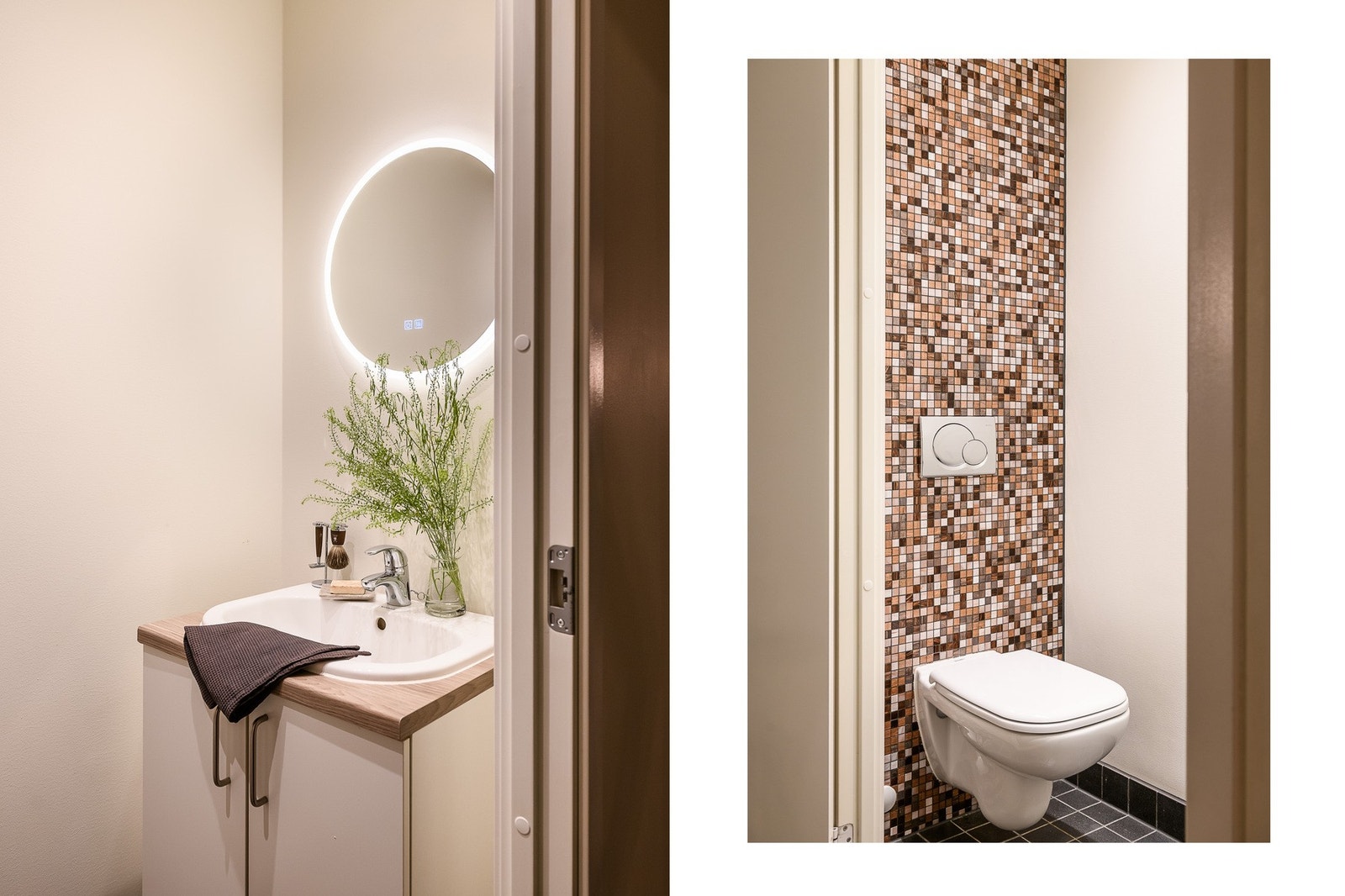 Eget toalettrom med vegghengt WC og servant. Galleribilde