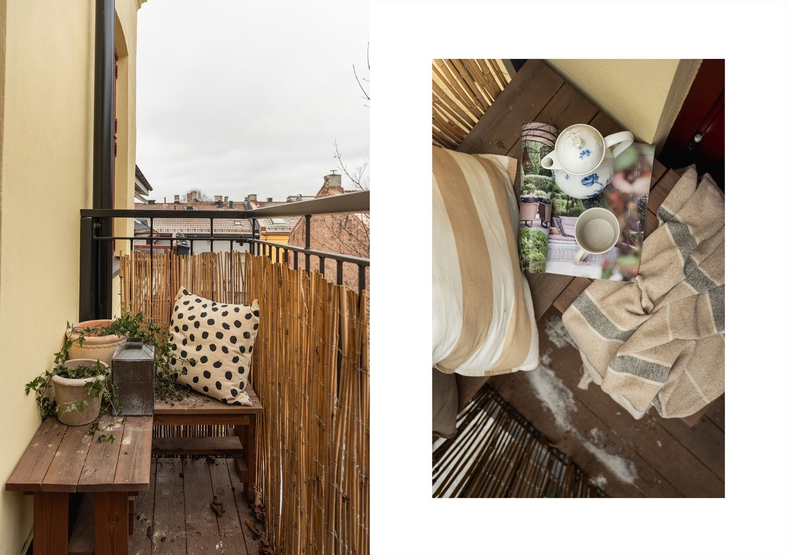 Skjermet balkong med gode solforhold og rolig beliggenhet mot bakgård Galleribilde