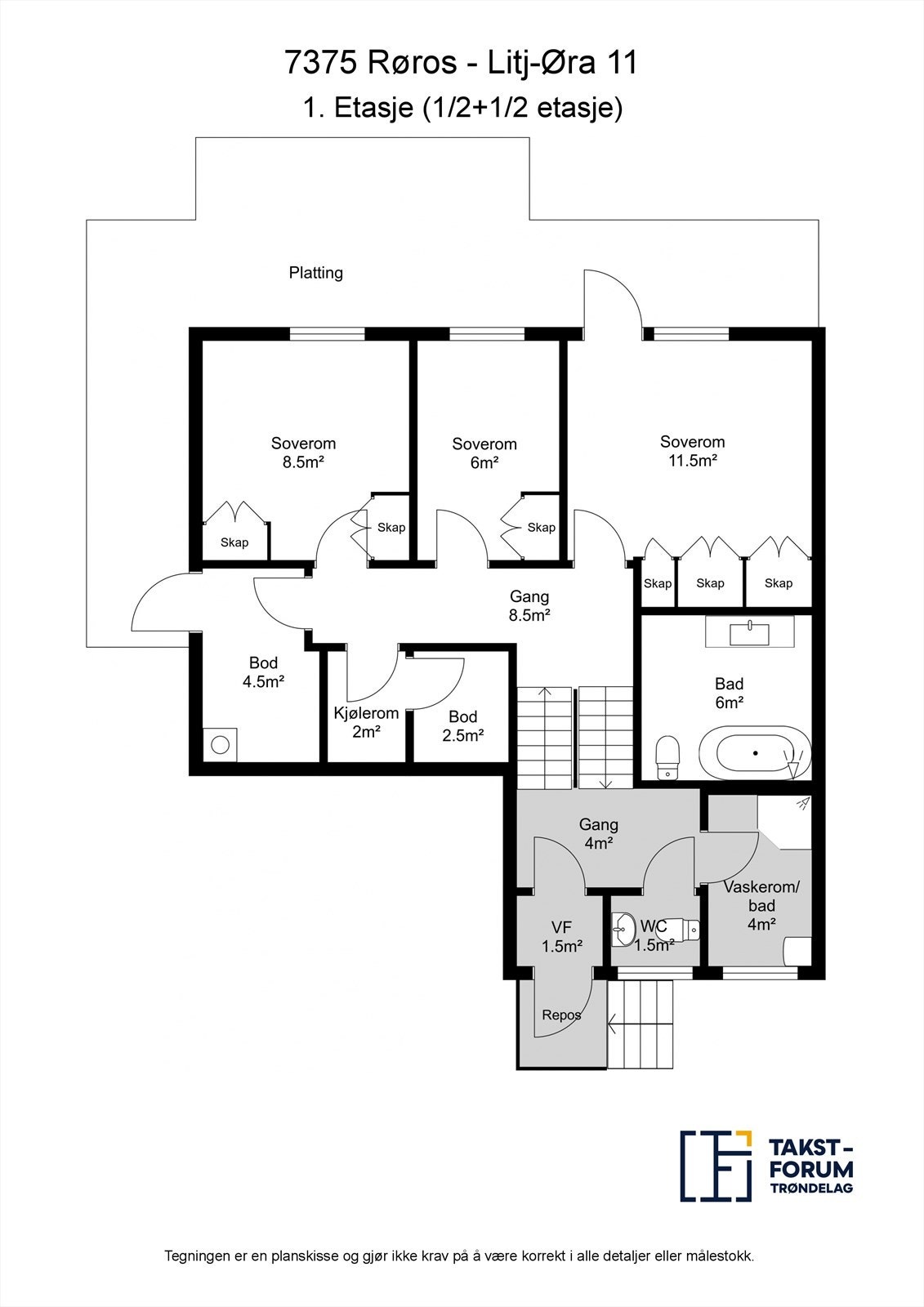 Planskisse 1. etasje. Galleribilde