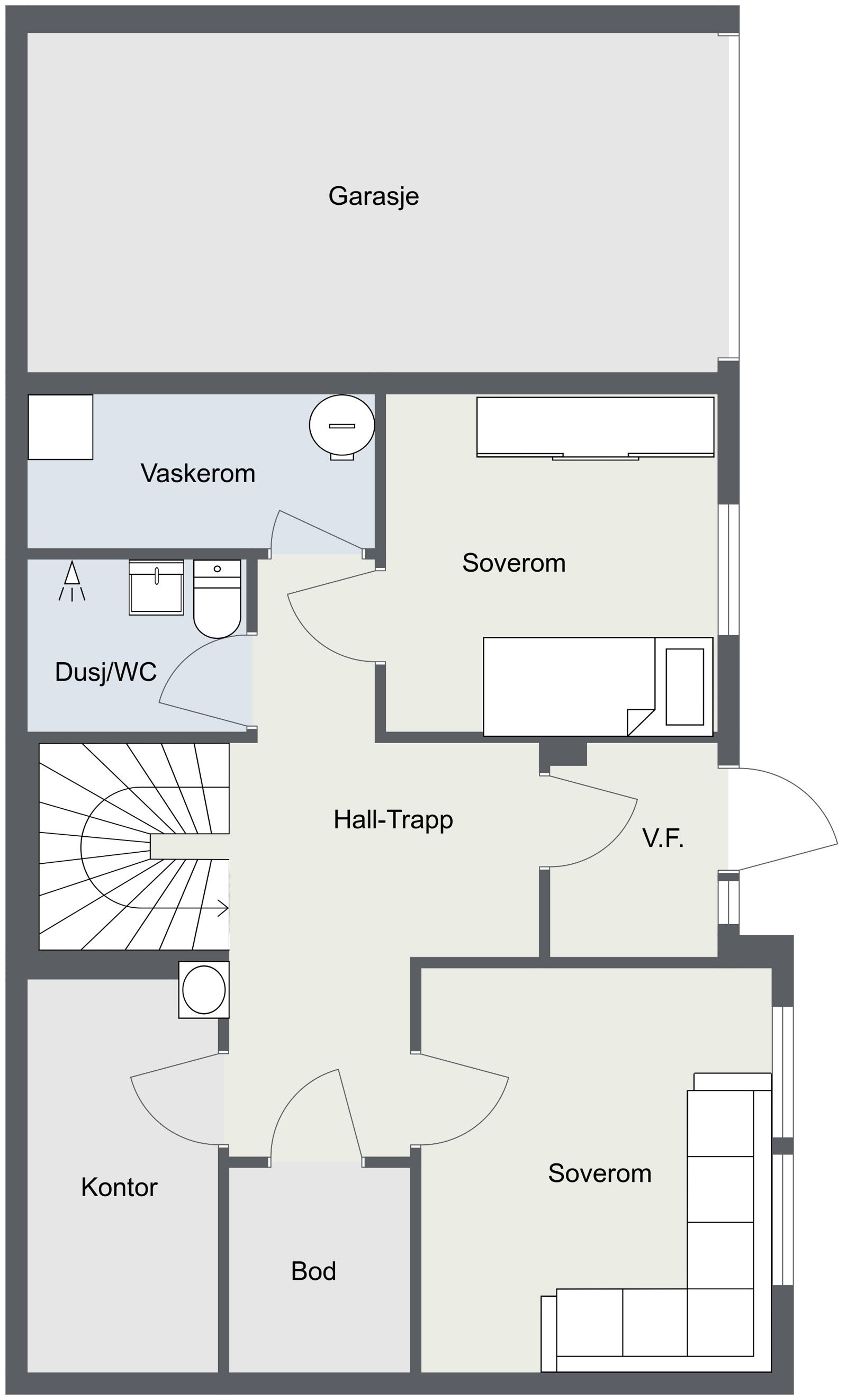 Plantegning underetasje. Galleribilde