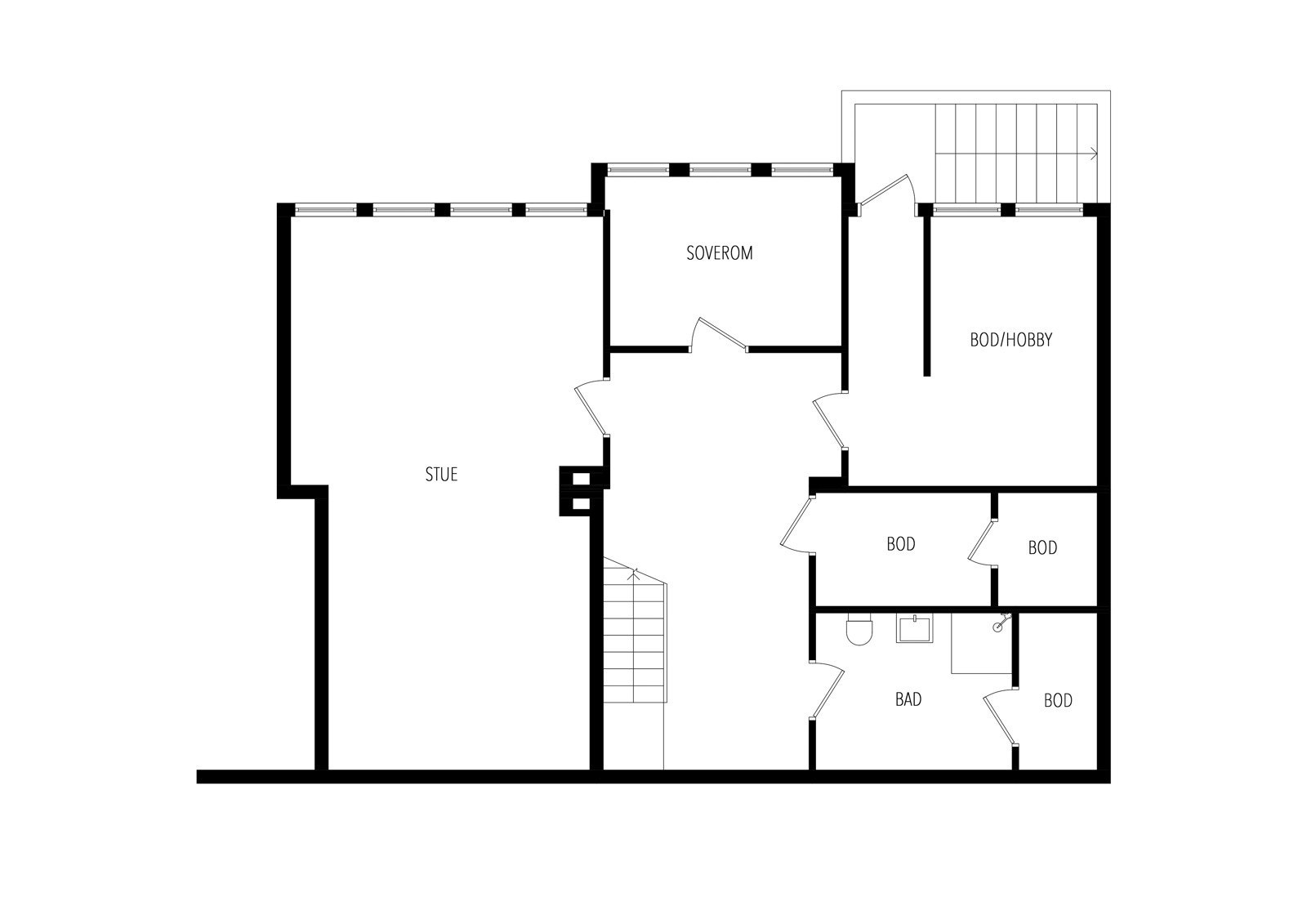 Plantegning underetasje. Galleribilde