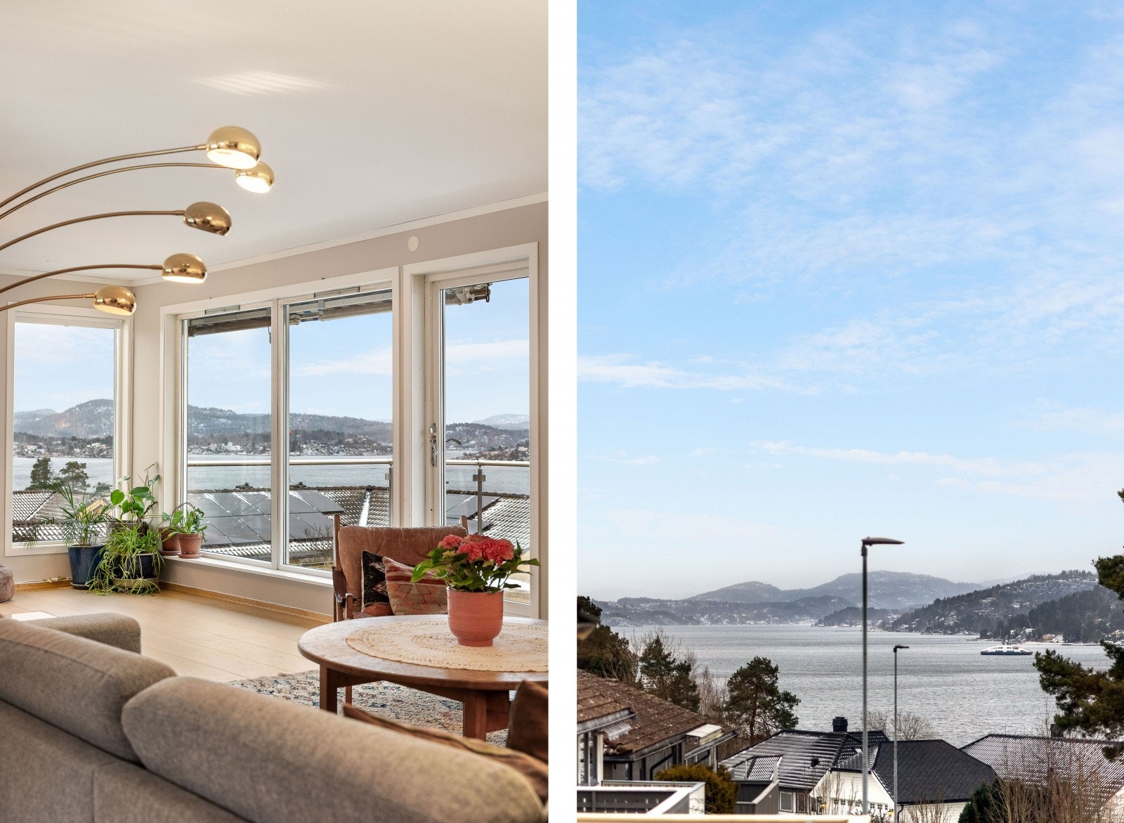 Nydelig utsikt over fjorden fra stua Galleribilde