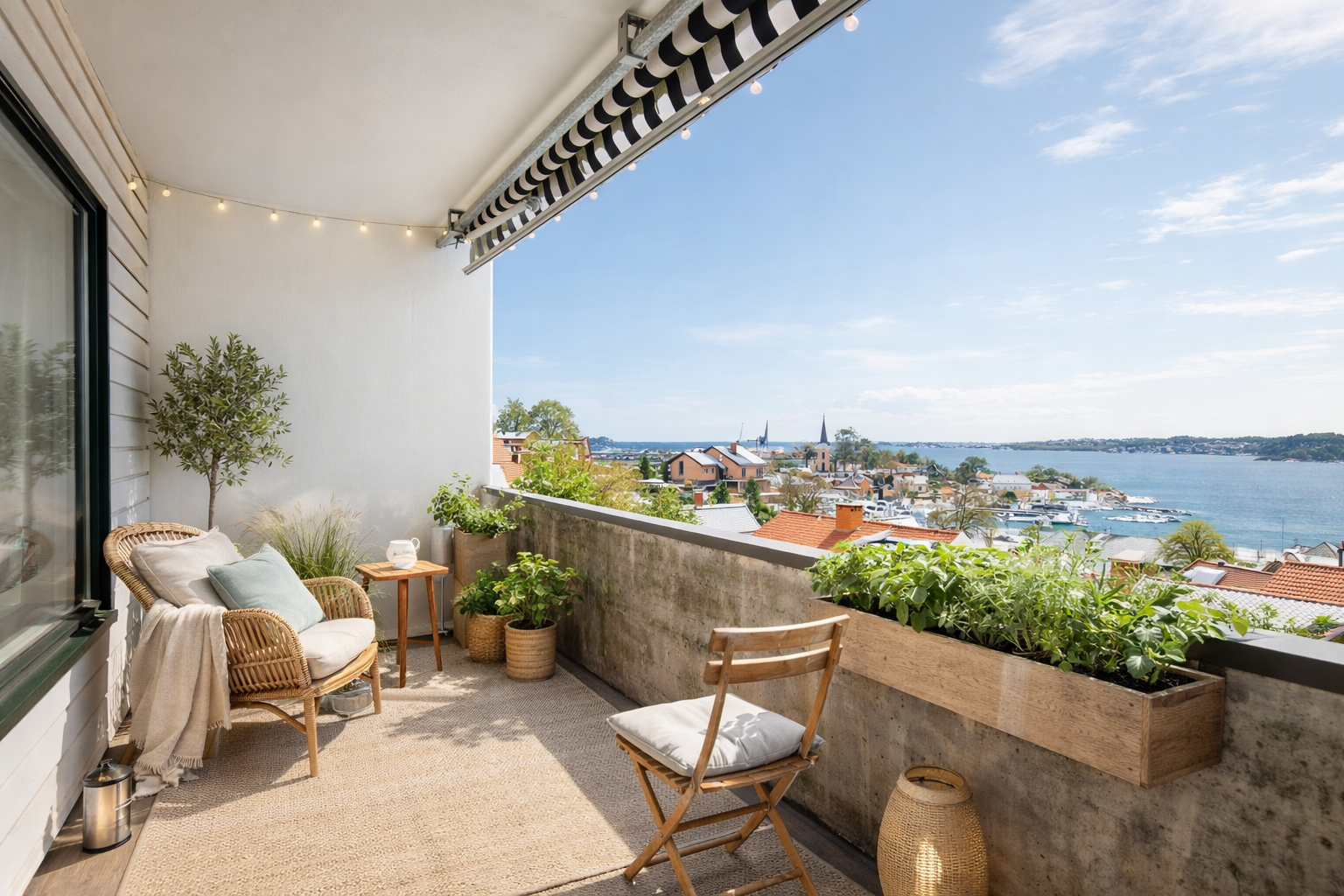 AI-generert bilde av balkongen på sommerstid Galleribilde