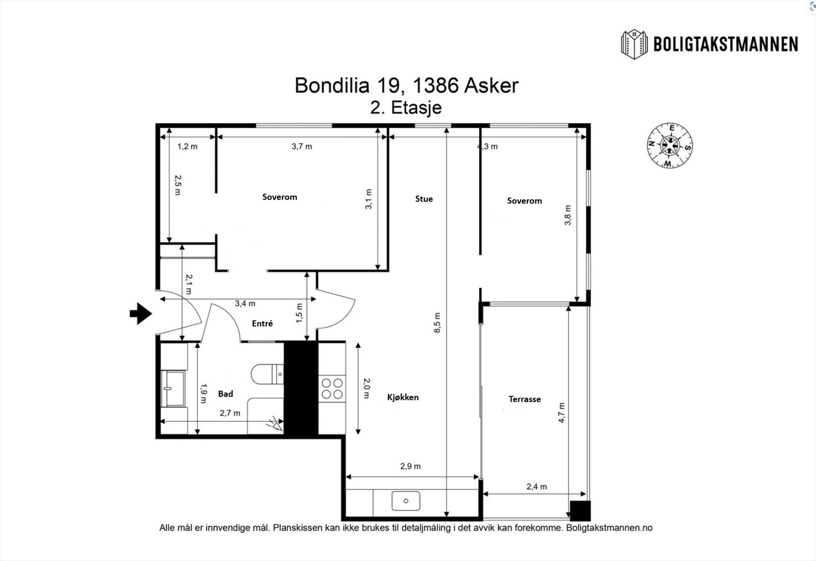 Alternativ planskisse for å etablere to soverom Galleribilde
