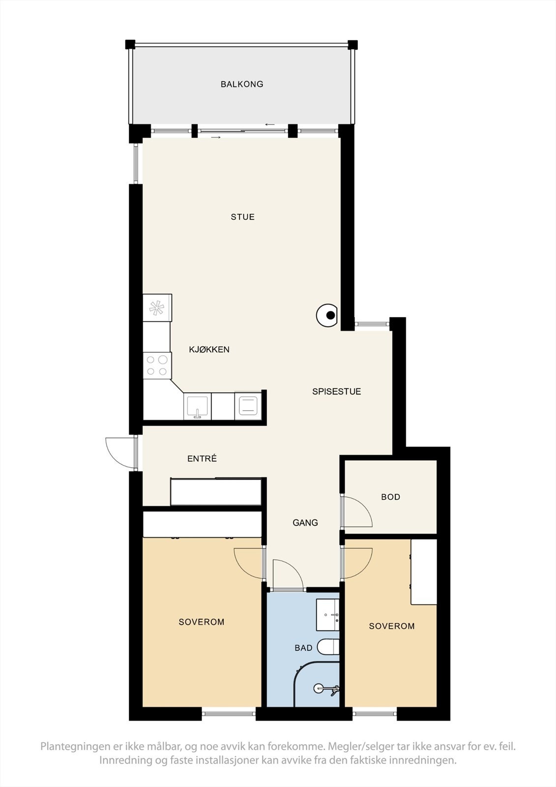 Plantegninger - leiligheten ligger i byggets 2. etasje. Galleribilde