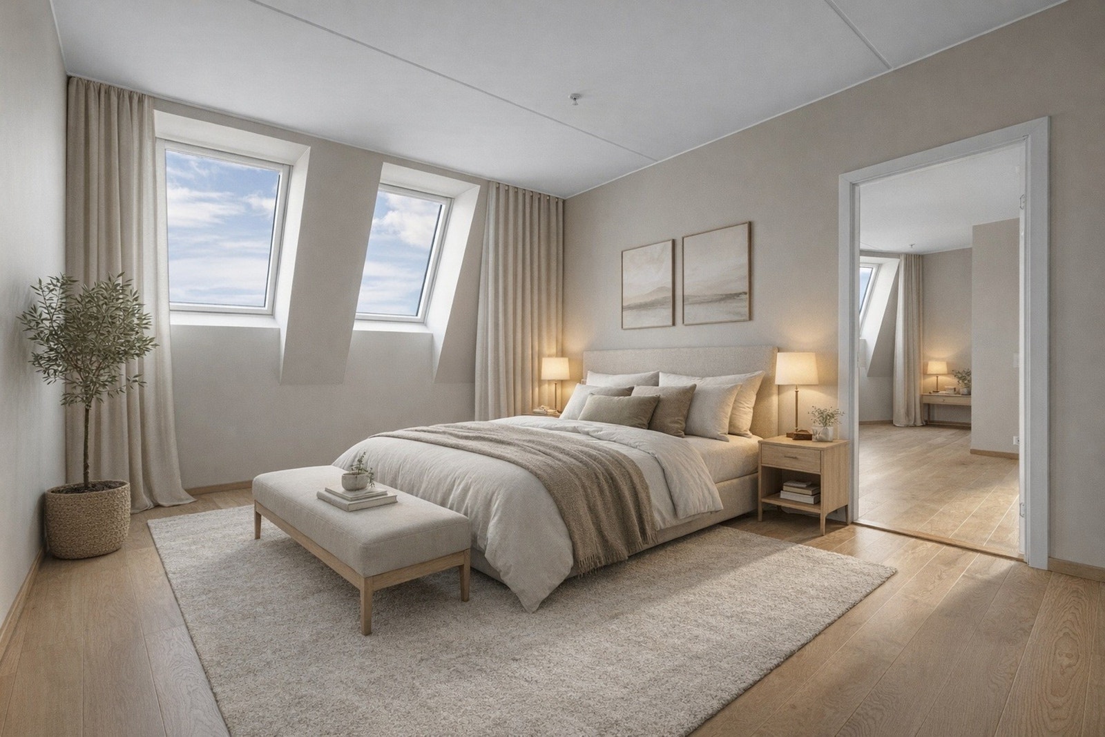 Dette er det største soverommet på 16,5 kvm. Galleribilde