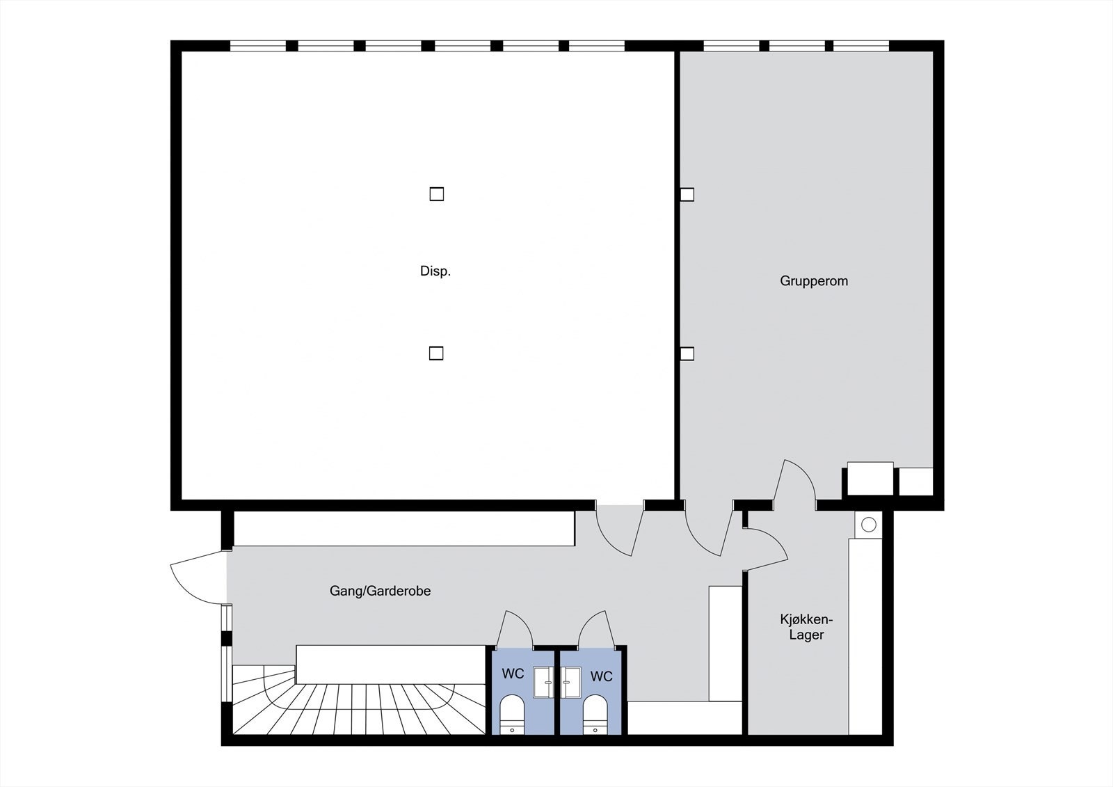 Plantegning - 1. etasje (Plantegningen viser ikke stellerom, vognskur og lagerrom på oversikten) Galleribilde