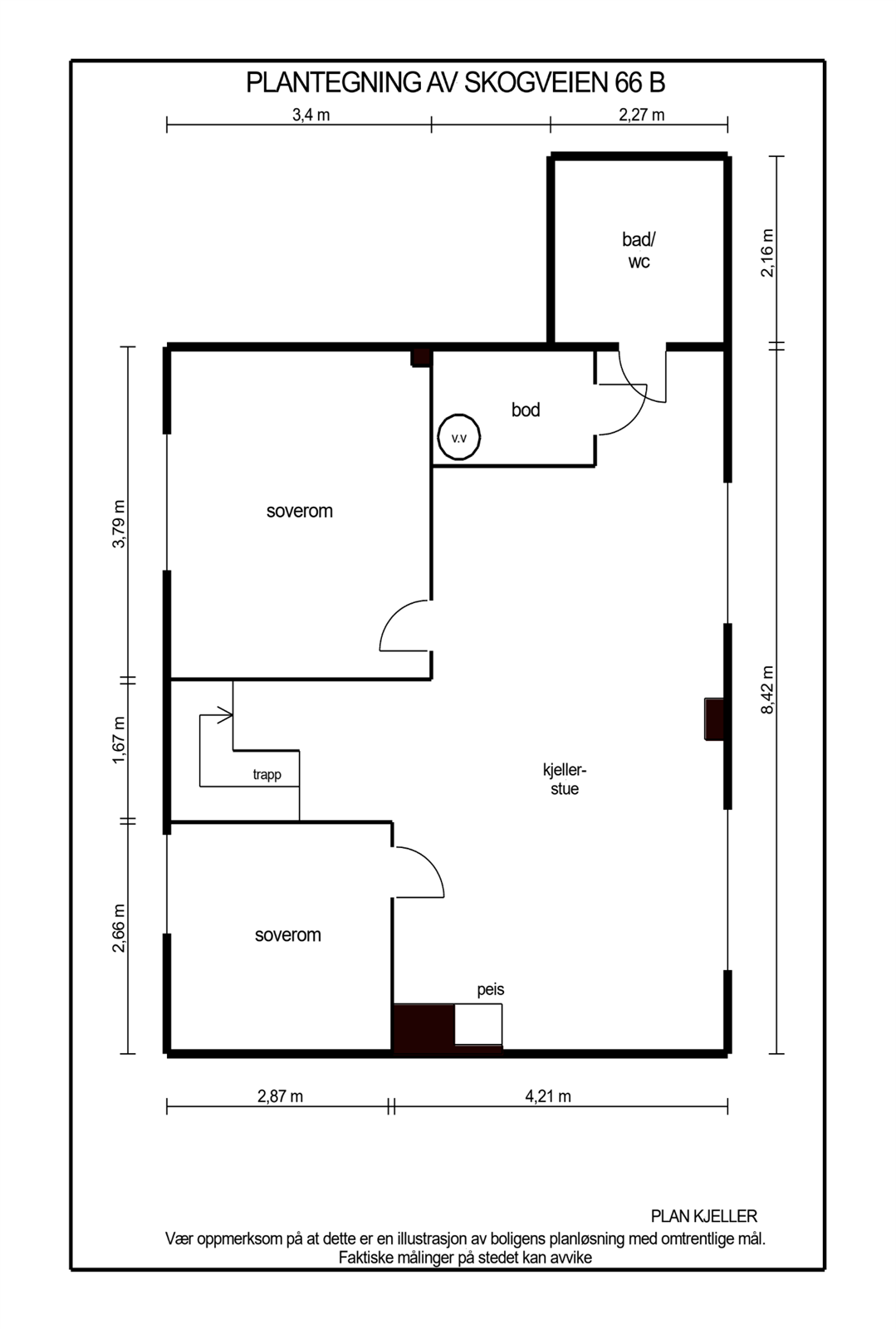 Plantegning kjelleretasje. Galleribilde