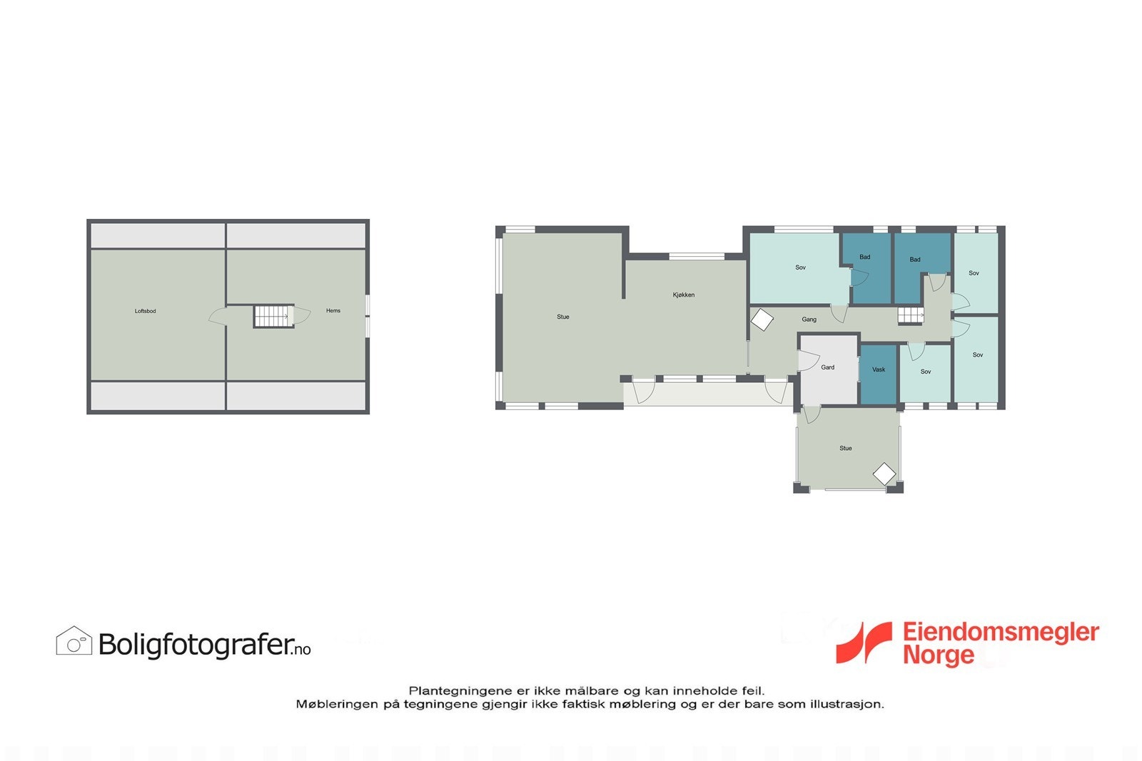 Plantegning begge etasjer Galleribilde