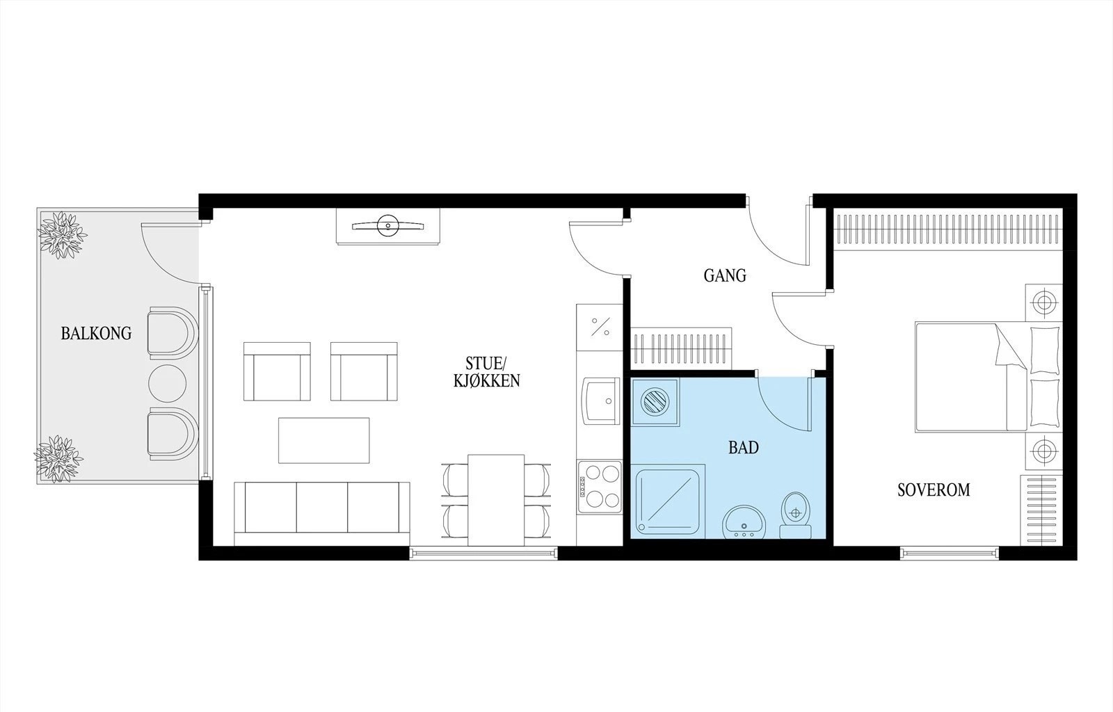 Plantegning 2 etasje (3 av 6 etasje i blokken) Galleribilde
