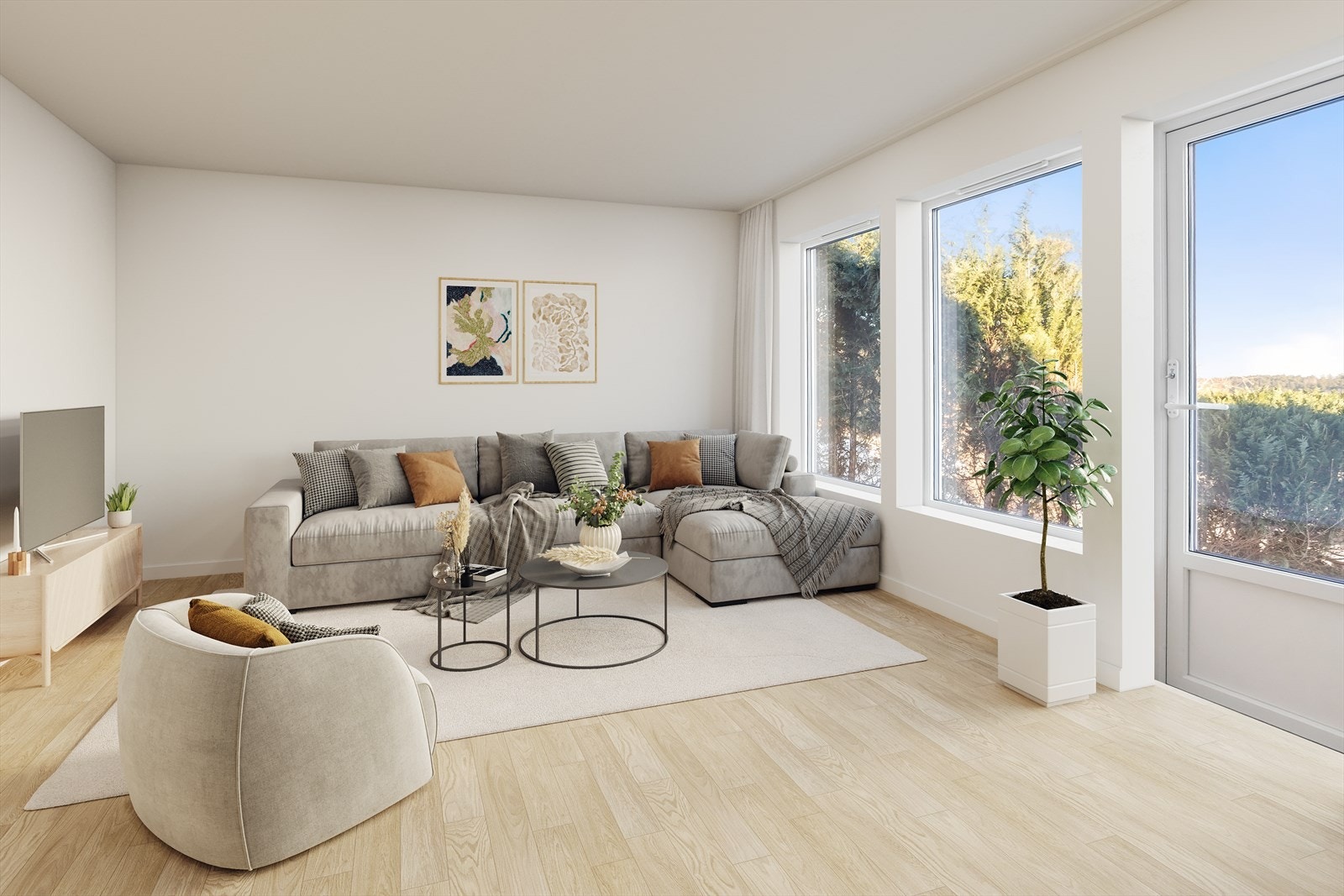 Illustrasjonsbilde - slik kan stuen bli etter oppussing. Galleribilde