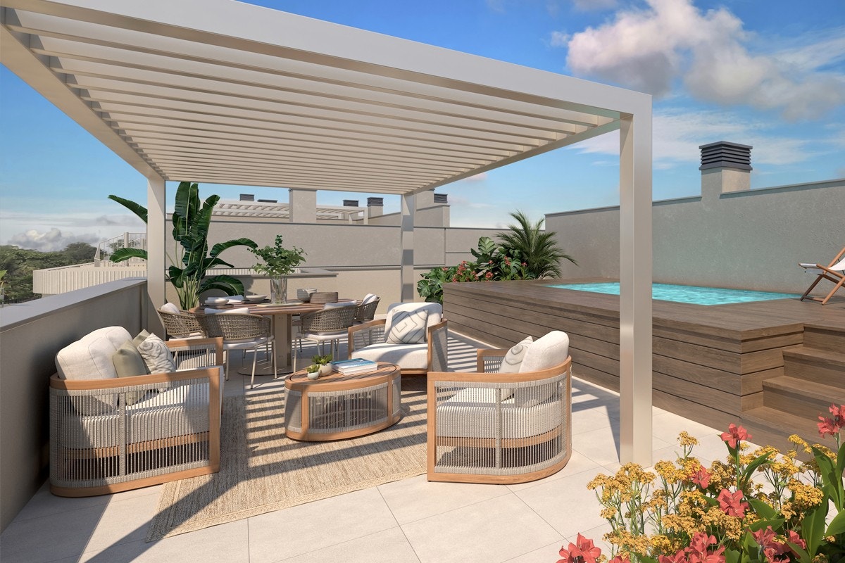 Penthouse terrasse med basseng Galleribilde