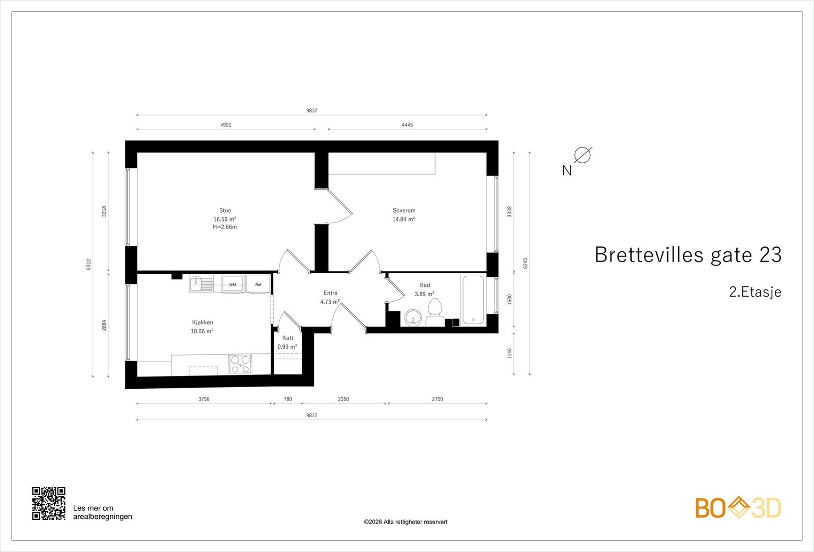 Vi ser på nærmere på boligens planskisse med én gang, slik at du får orientert deg før du blar videre. I tillegg til innvendige arealer disponerer boligen en kjellerbod på ca. 8 kvm. Galleribilde