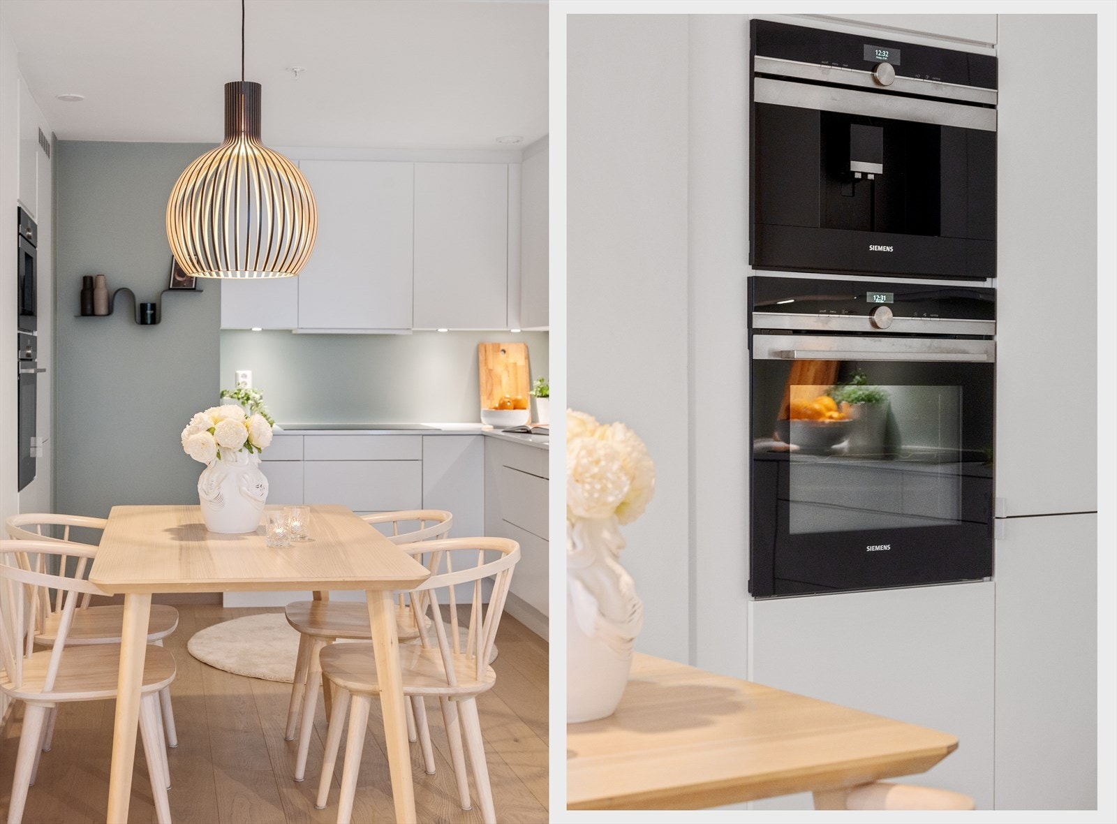 Hvitevarer fra Siemens, inkludert stekeovn og kaffemaskin i ergonomisk høyde. Galleribilde