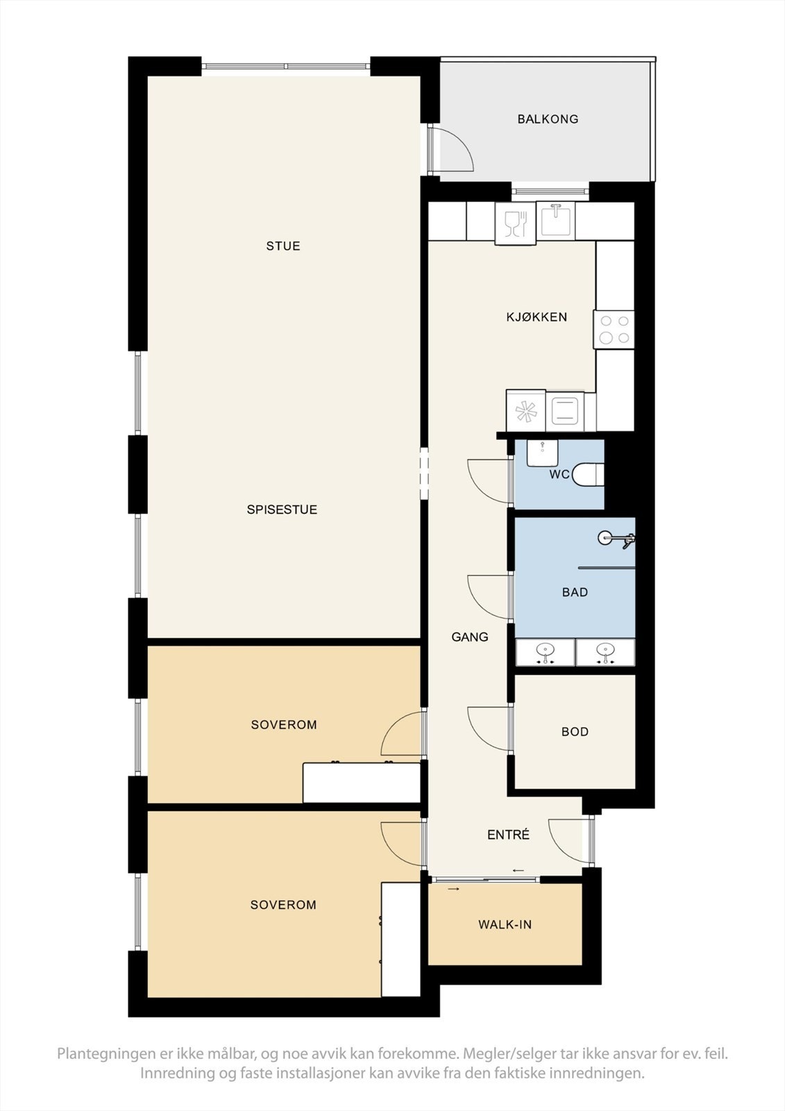 Plantegning - i innvendig bod er det både oppbevaringsplass og opplegg for vaskemaskin med waterguard Galleribilde
