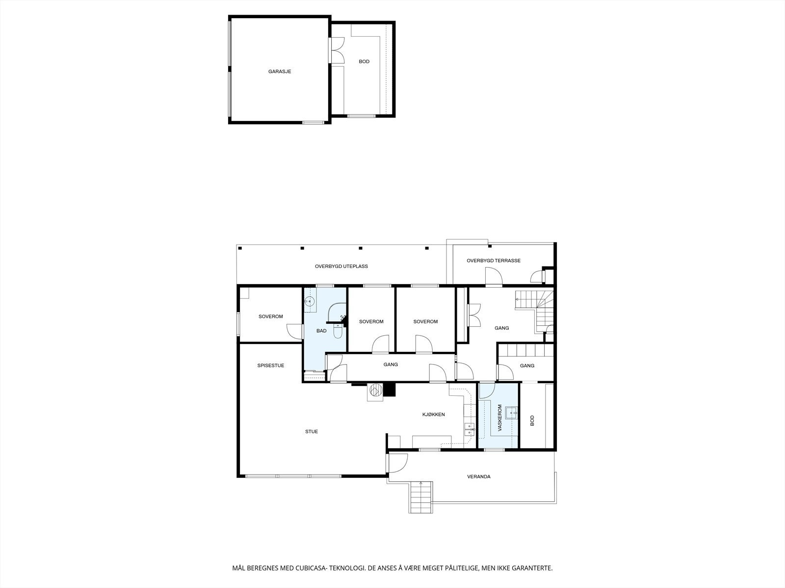 Plantegning 1. etg. og garasje/bod Galleribilde