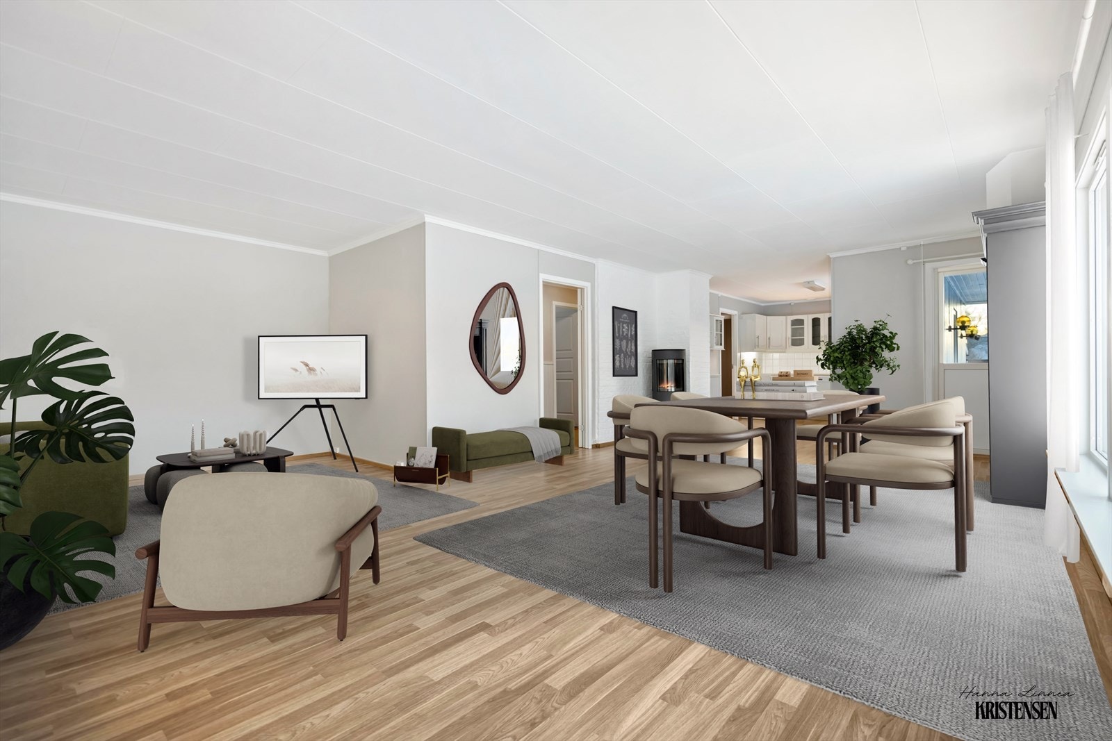 Velkommen til Nordmoveien 60! (Digitalt innredet stue). Foto: Hanna Linnea Kristensen Galleribilde