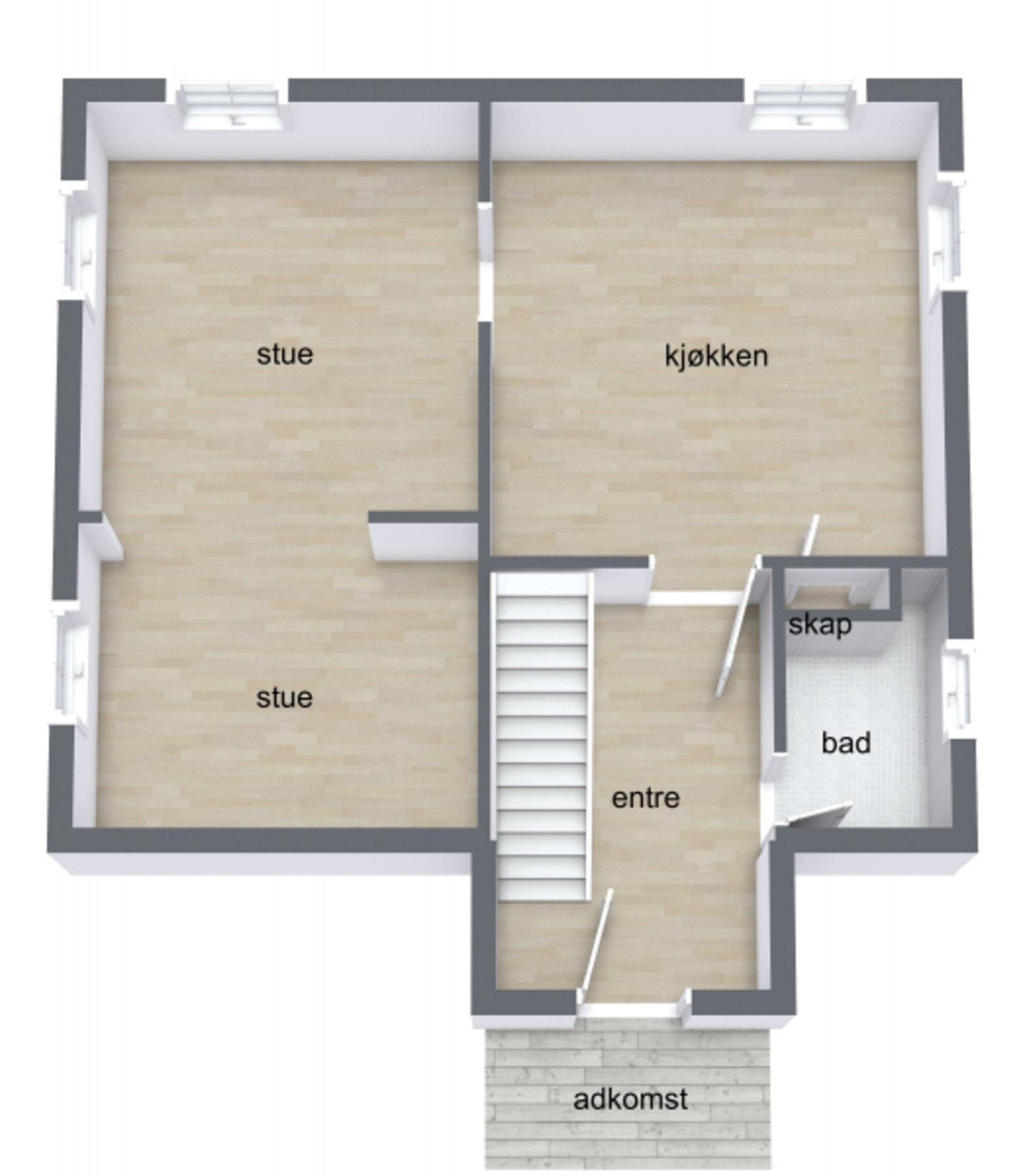 Plantegning 1. etasje Galleribilde