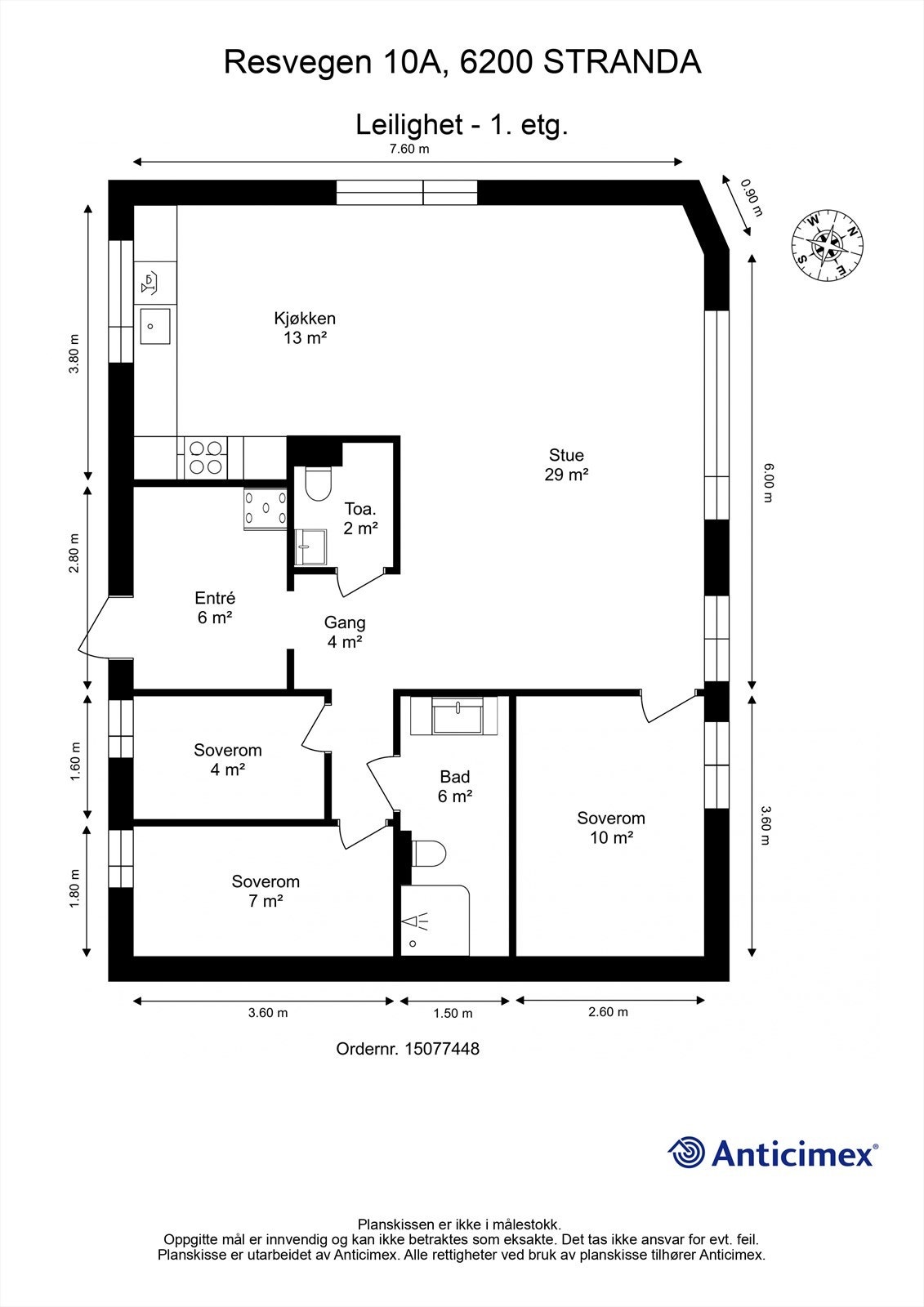 Målsatt plantegning Galleribilde